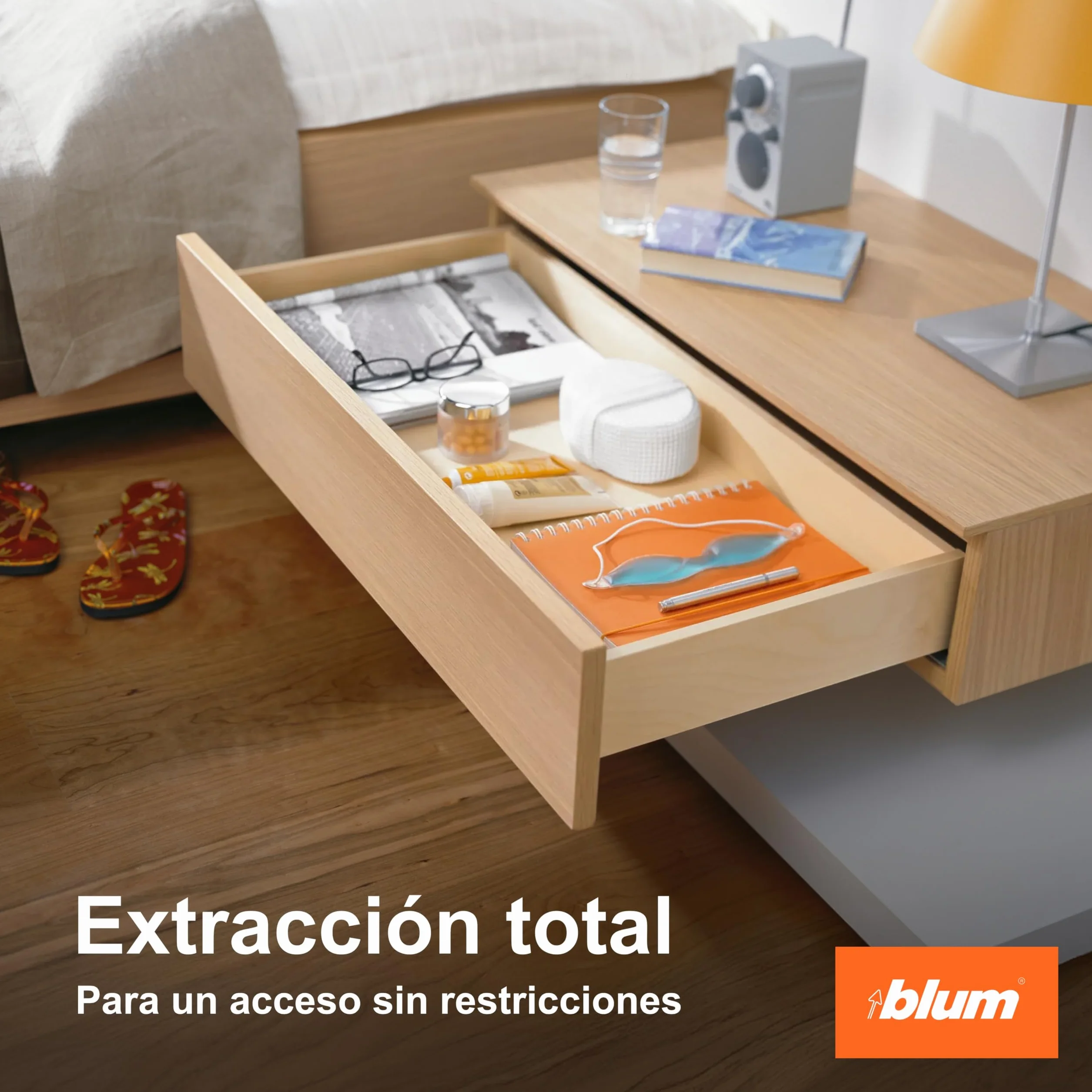 blum extracción total Tandem 500 mm I guía oculta invisible bajo el cajón I guía de cajón Soft-close con amortiguación blumotion I extracción para mueble de cocina I sistema de guías 1 par