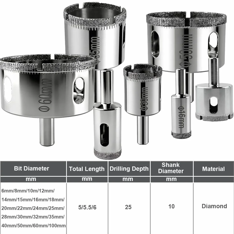 Broca de Diamante Cristal Broca Brocas Porcelánico 100mm para Porcelana Jade Porcelánico Cerámica Mármol Amoladora Angular