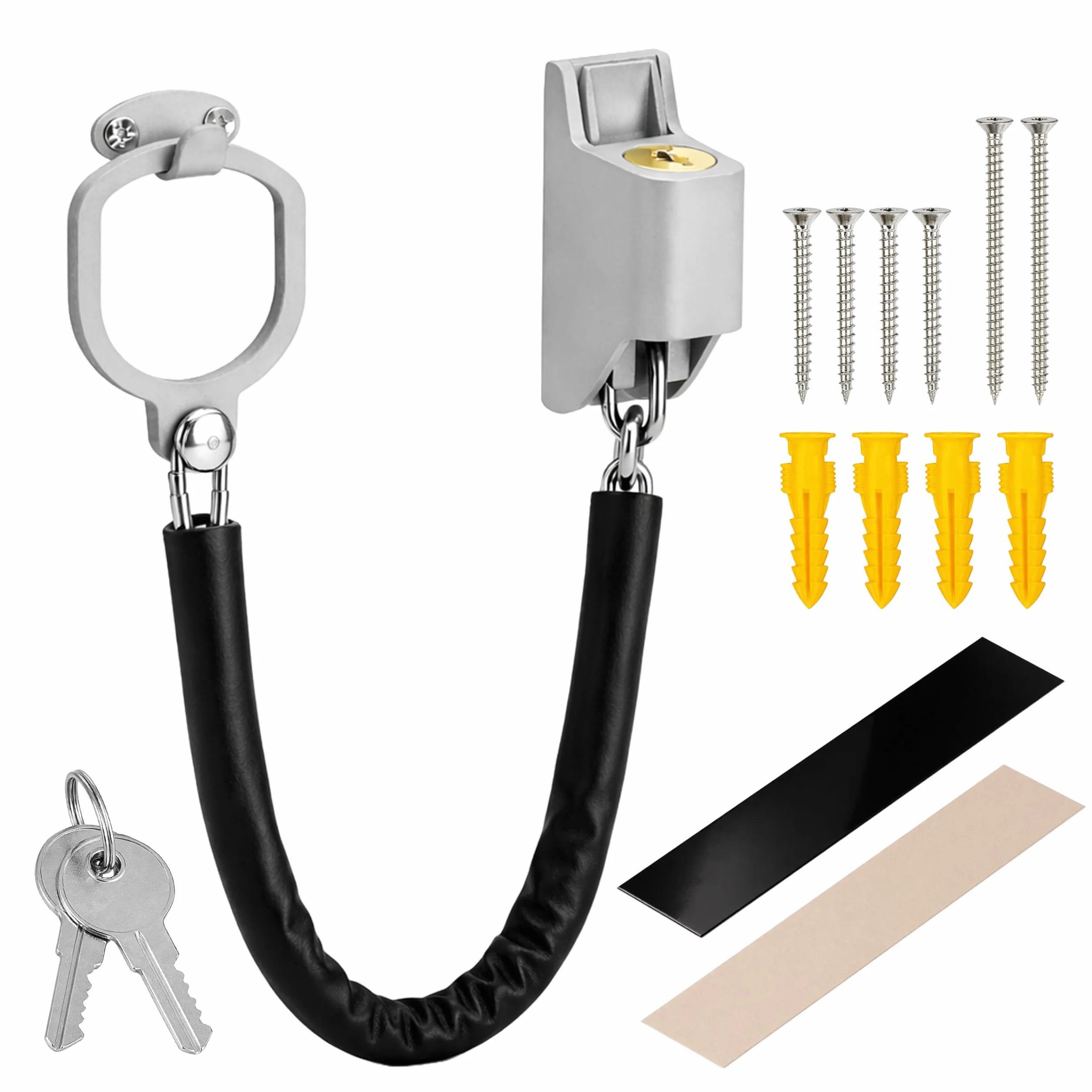 ONVAYA® Cadena de la manilla de la puerta con protección contra arañazos | Cadena de la puerta | Protección de la puerta | SIN perforar la puerta