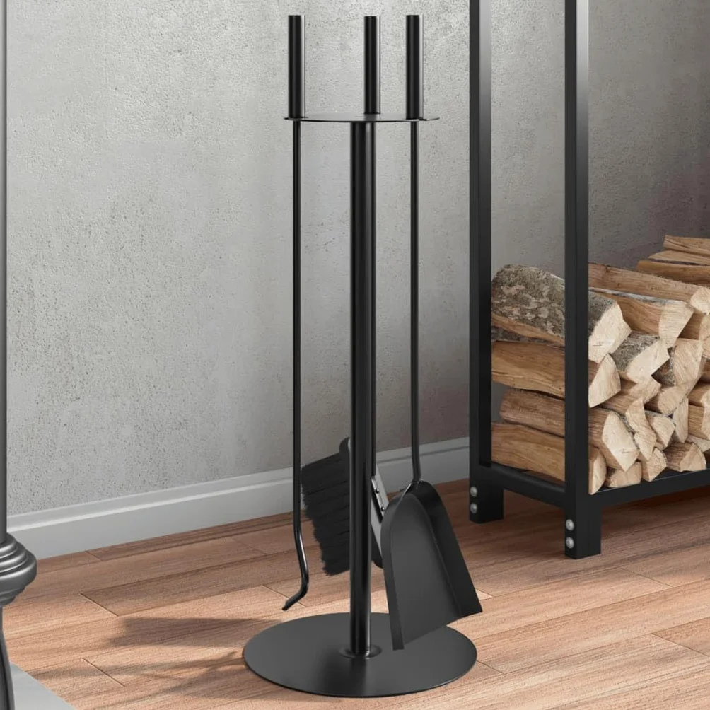 INLIFE Juego de herramientas para chimenea de 4 piezas, 22 x 59 cm, de acero, para casa y jardín, accesorios para chimeneas y estufas de leña (2,89 kg)