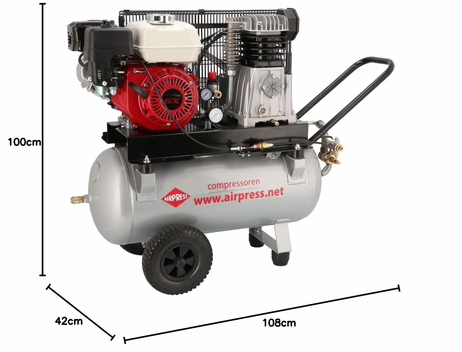 Compresor de aire de gasolina BM 50-410 (HONDA GP160) 10 bar 4,8 CV / 3,6 kW 247 l/min 50 l
