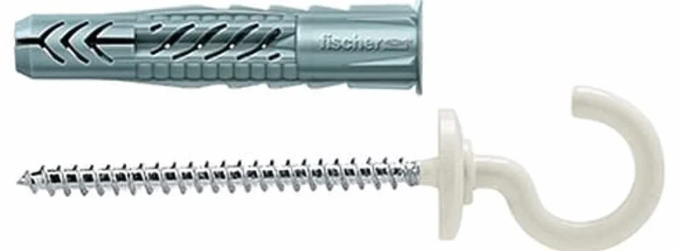 fischer Enchufe universal UX 8 x 50 RH N con borde y gancho redondo, color blanco
