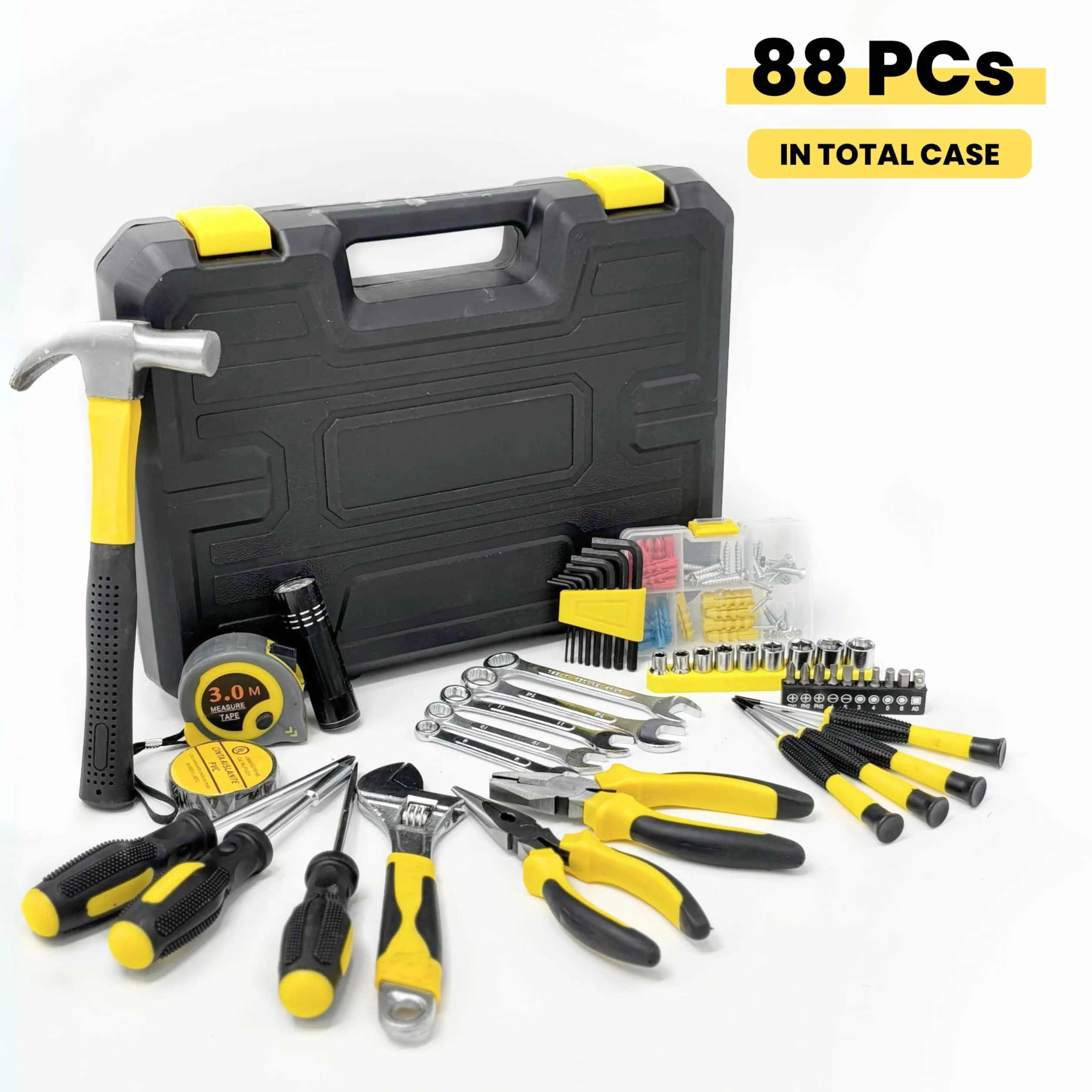 Maletín de Herramientas Completo. Caja de Herramientas con 108 piezas. Set de Herramientas Manuales para Bricolaje. Juego de Herramientas Portátil y Organizado para Reparaciones del Hogar