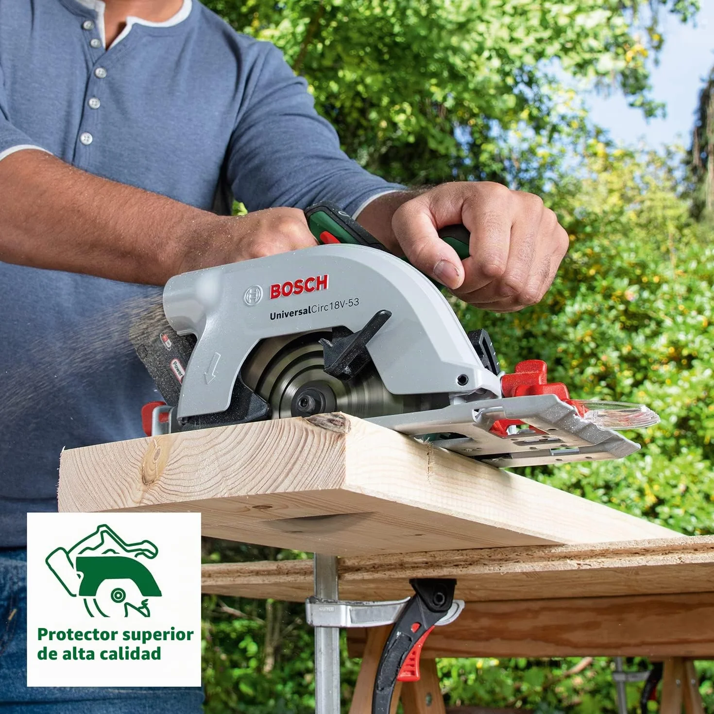 Bosch sierra circular a batería UniversalCirc 18V-53 (para serrar con precisión en madera; profundidad máx. de corte: 53 mm; sistema de 18 V; no incluye la batería)