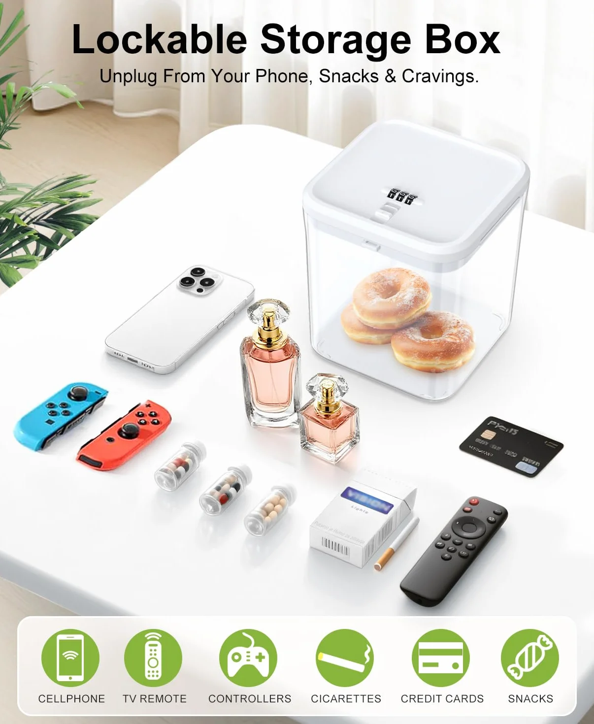 iDiskk Caja de seguridad con contraseña, caja de almacenamiento con cerradura para medicinas, teléfono y snacks