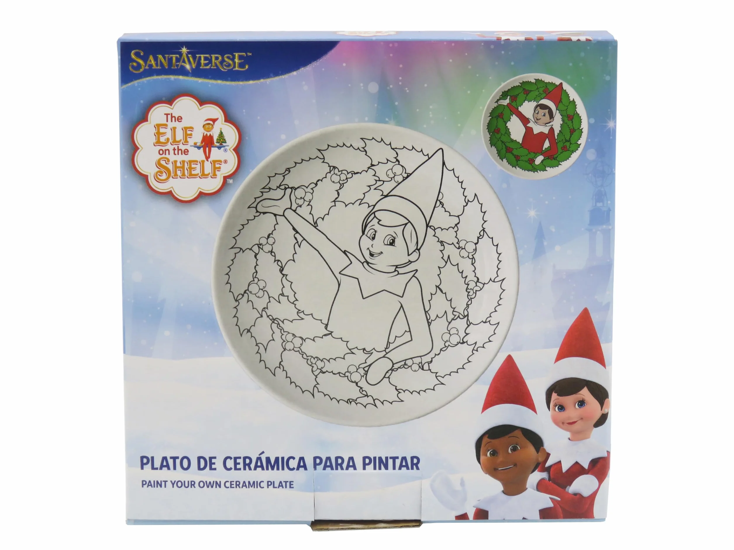 Elfos Plato de Cerámica para Pintar Multicolor