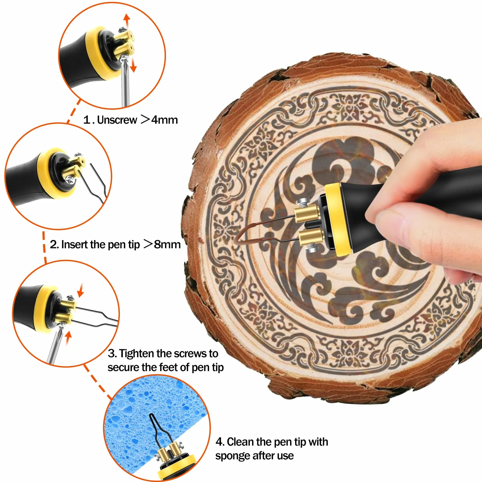 BURNNOVE Máquina de pirograbado 60W, 2 Bolígrafos, 33 Puntas de Alambre de Pirograbado, Doble Puerto, Kit Pirograbador de Madera Control de Temperatura Ajustable para Madera, Cuero, Grabado