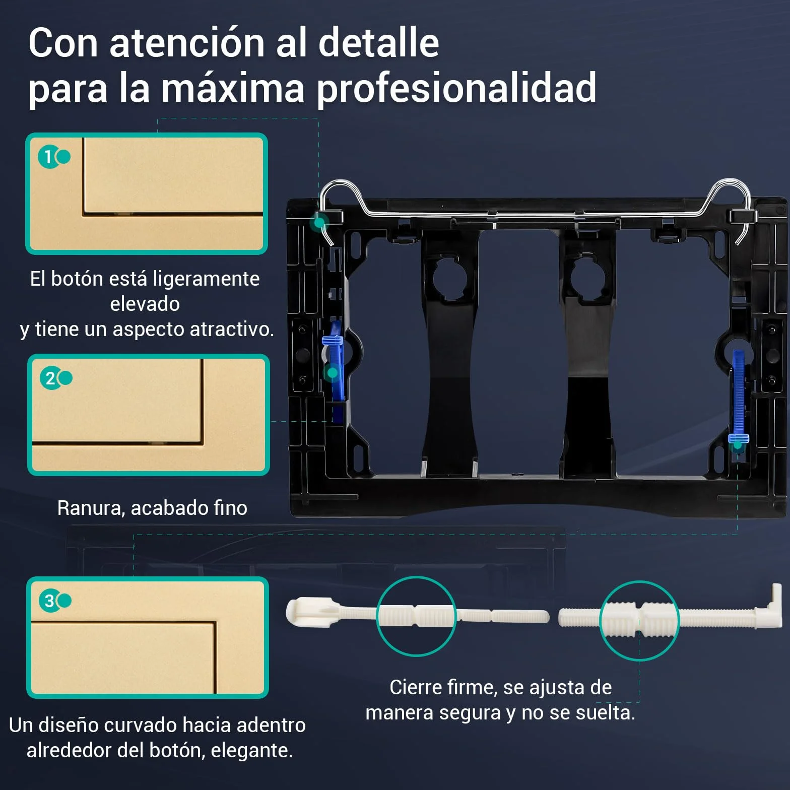 Empyreal placa actuador reemplazo panel frontal de cisterna de inodoro, con juego de varillas de descarga y marco de fijación, para Geberit Sigma 01,20,30, descarga doble(Oro Mate)