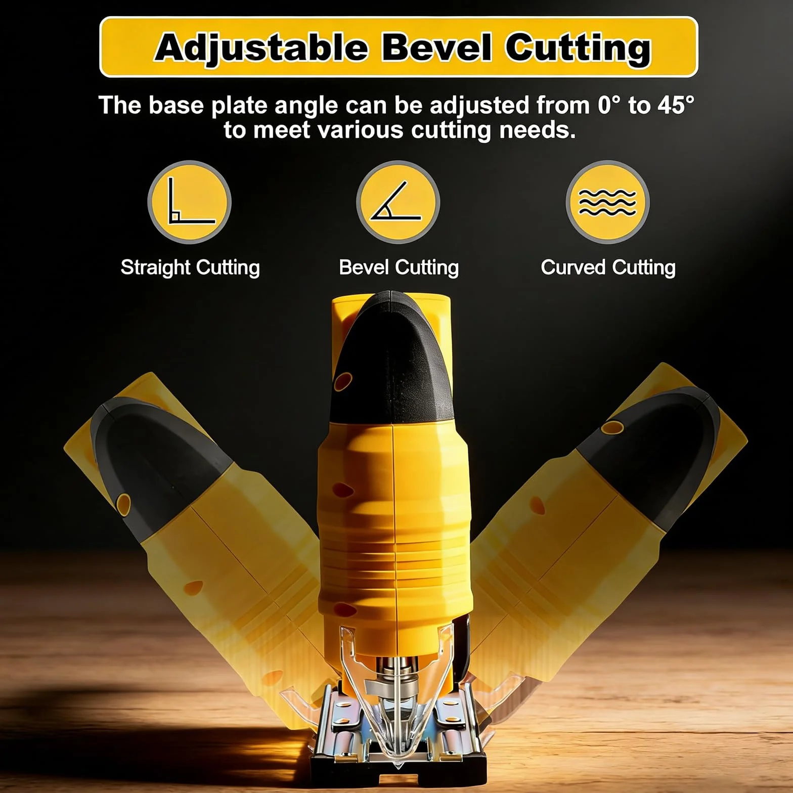 Sierra caladora inalámbrica compatible con batería Dewalt de 20 V, sierra caladora sin escobillas con 6 cuchillas, 4 juegos orbitales para corte de madera, plástico y metal (solo herramienta, sin