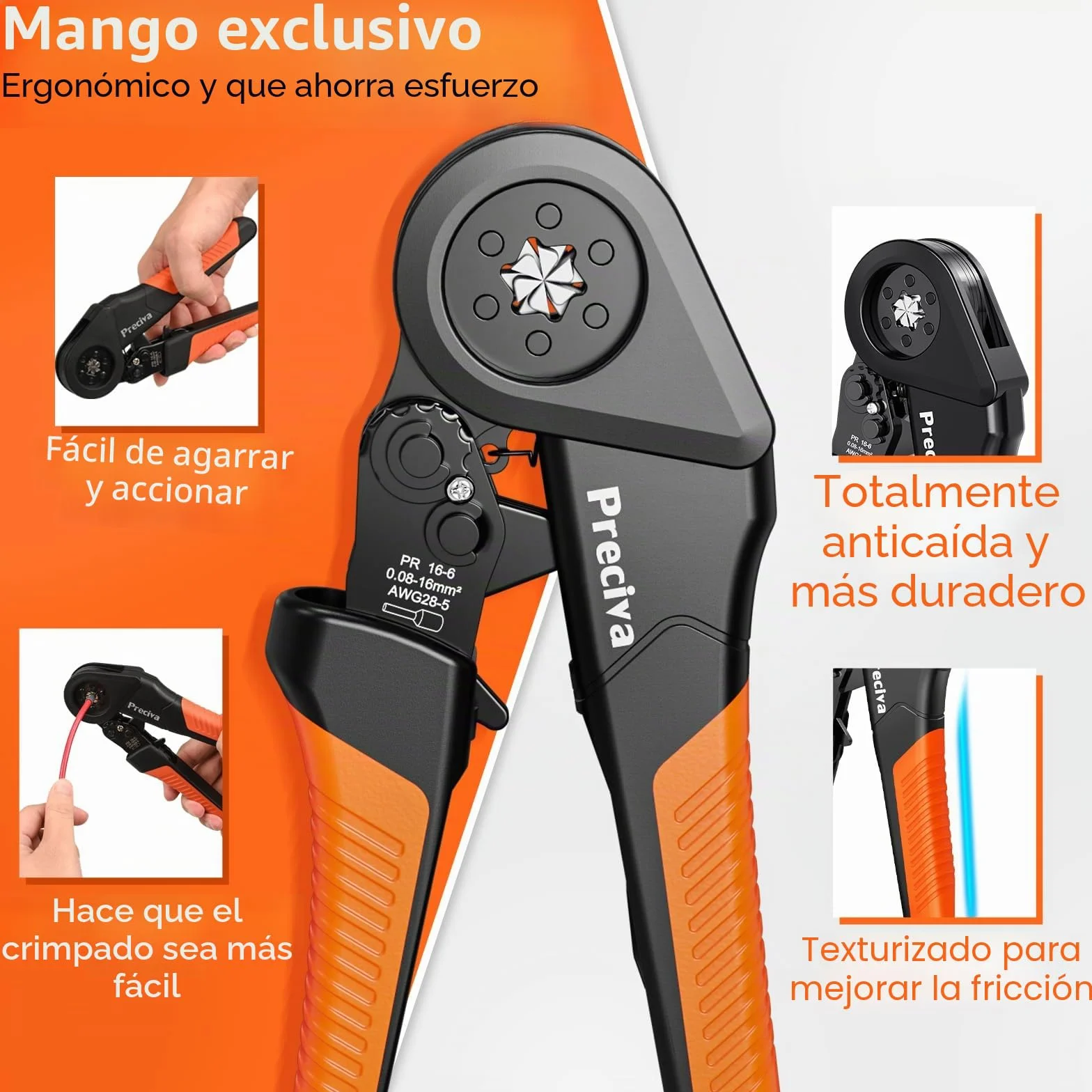 Preciva Crimpadora Terminales Electricos 0,08-16 mm² con 1500 casquillos, Juego de alicates de corte, ajustables, para la industria, Alicates de corte bricolaje