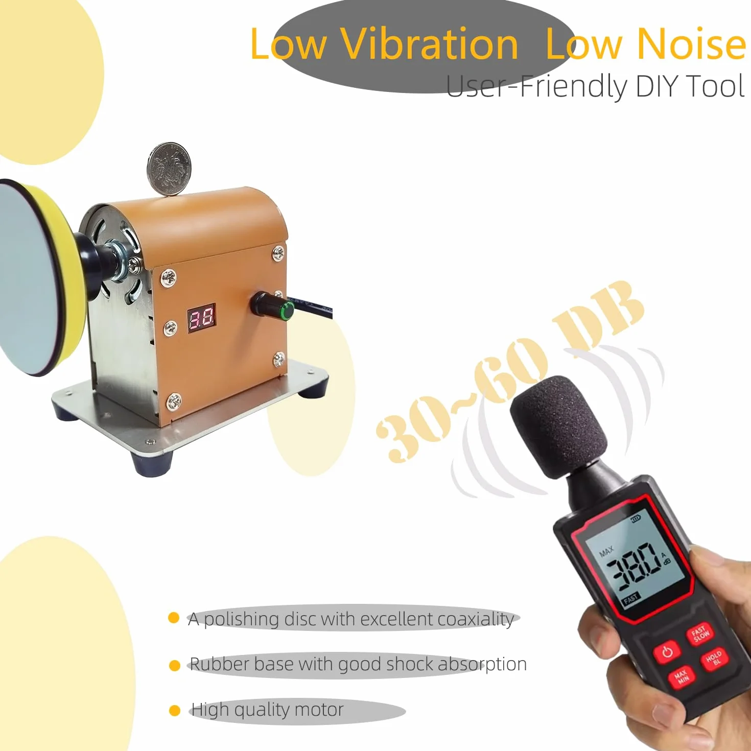 Máquina de pulido eléctrica, lijadora de resina y pulido de kit, velocidad ajustable de 100W y bajo ruido con 28 PCS papel de lija de doble uso húmedo y seco para pulido de madera, joya y metal, artes