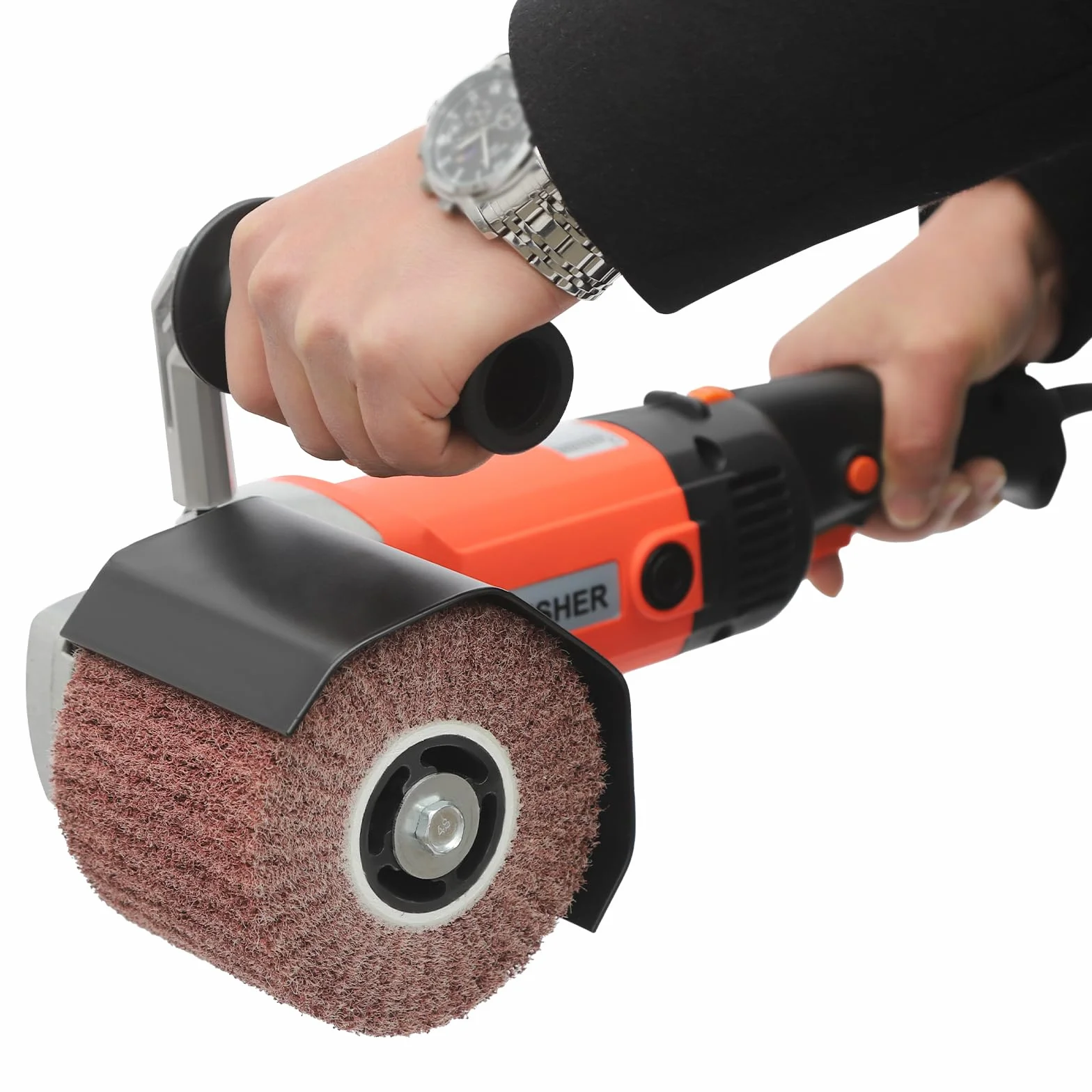 Satinadora, 1400W, pulidora y lijadora de cepillo, 600-3600 RPM, pulidora multifunción para pulir, lijar y estructurar