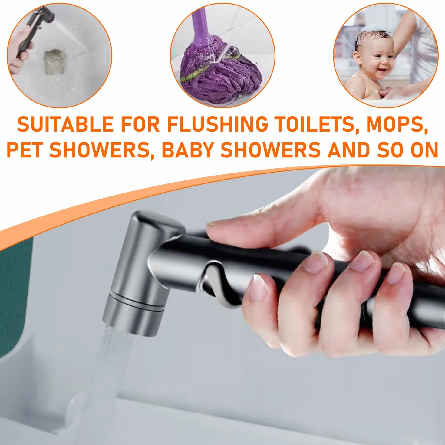Ducha Higienica para WC, Una Entrada y Dos Salidas, Salidas Dobles e Interruptores Dobles, Soporte Giratorio de 360°, Grifo Water con Manguera de 1,4 m, Adecuado para Baños y Aseos (negro)
