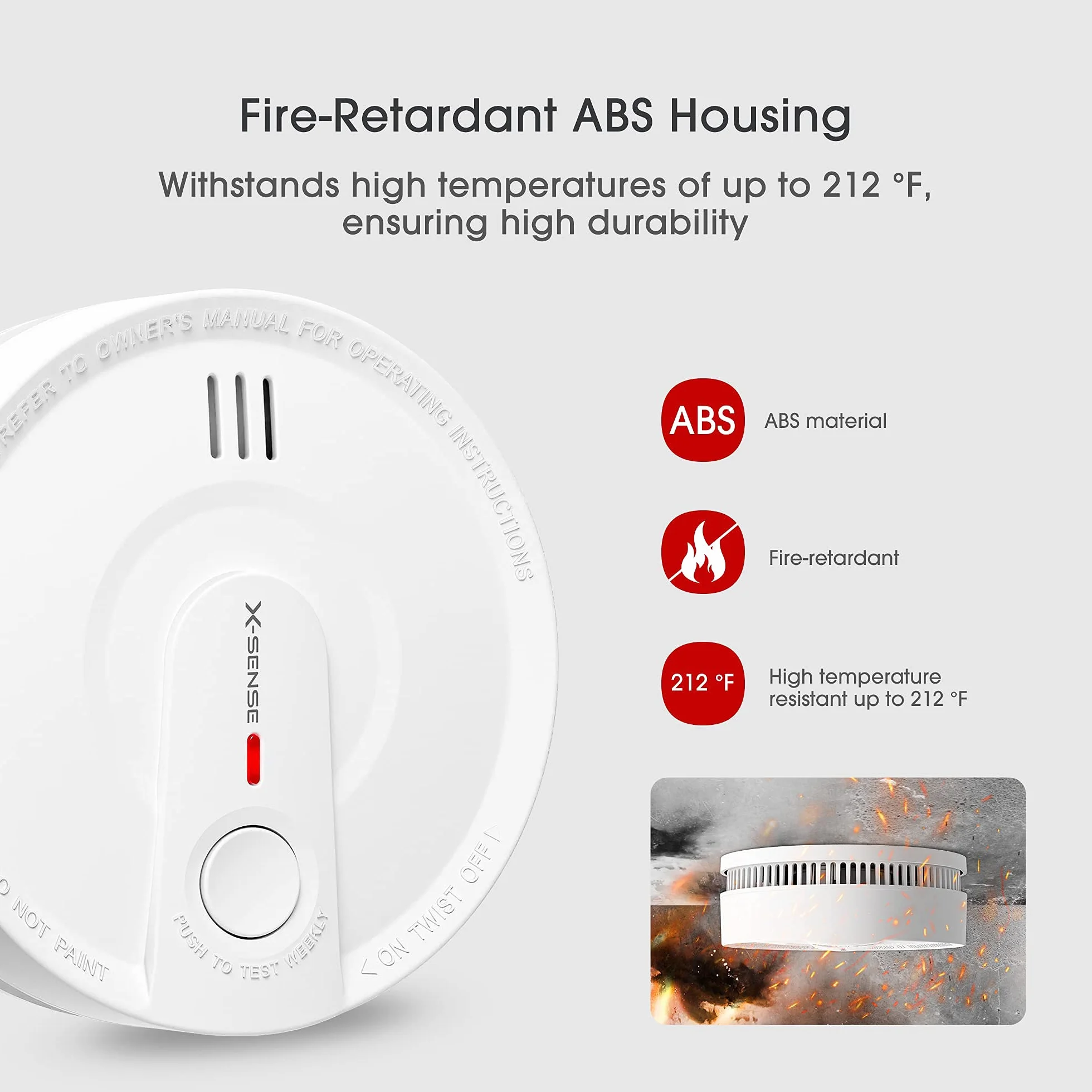 X-Sense Detector de Humo de Batería de 10 Años, Alarma de Incendio Certificada CE, TÜV y EN14604, SD20, 1 Pieza