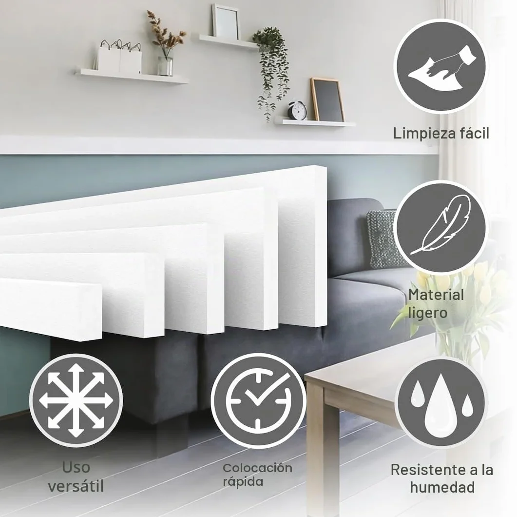 HEXIMO perfiles planos, XPS espuma de poliestireno de paneles de yeso perfiles planos para pared techo acabado tira decorativa construcción techo estuco marco (10,2 metros HFL 5)