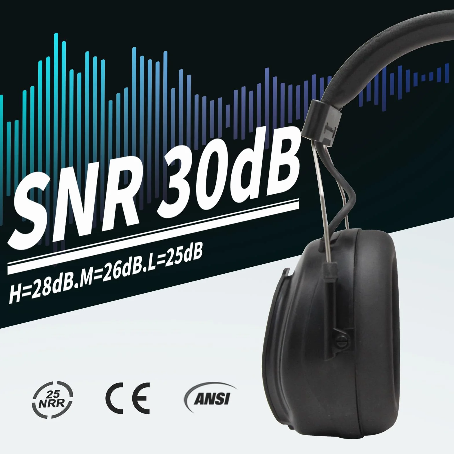 Protección auditiva con radio DAB+ FM Bluetooth 5.2 orejeras seguridad batería litio SNR 30 dB