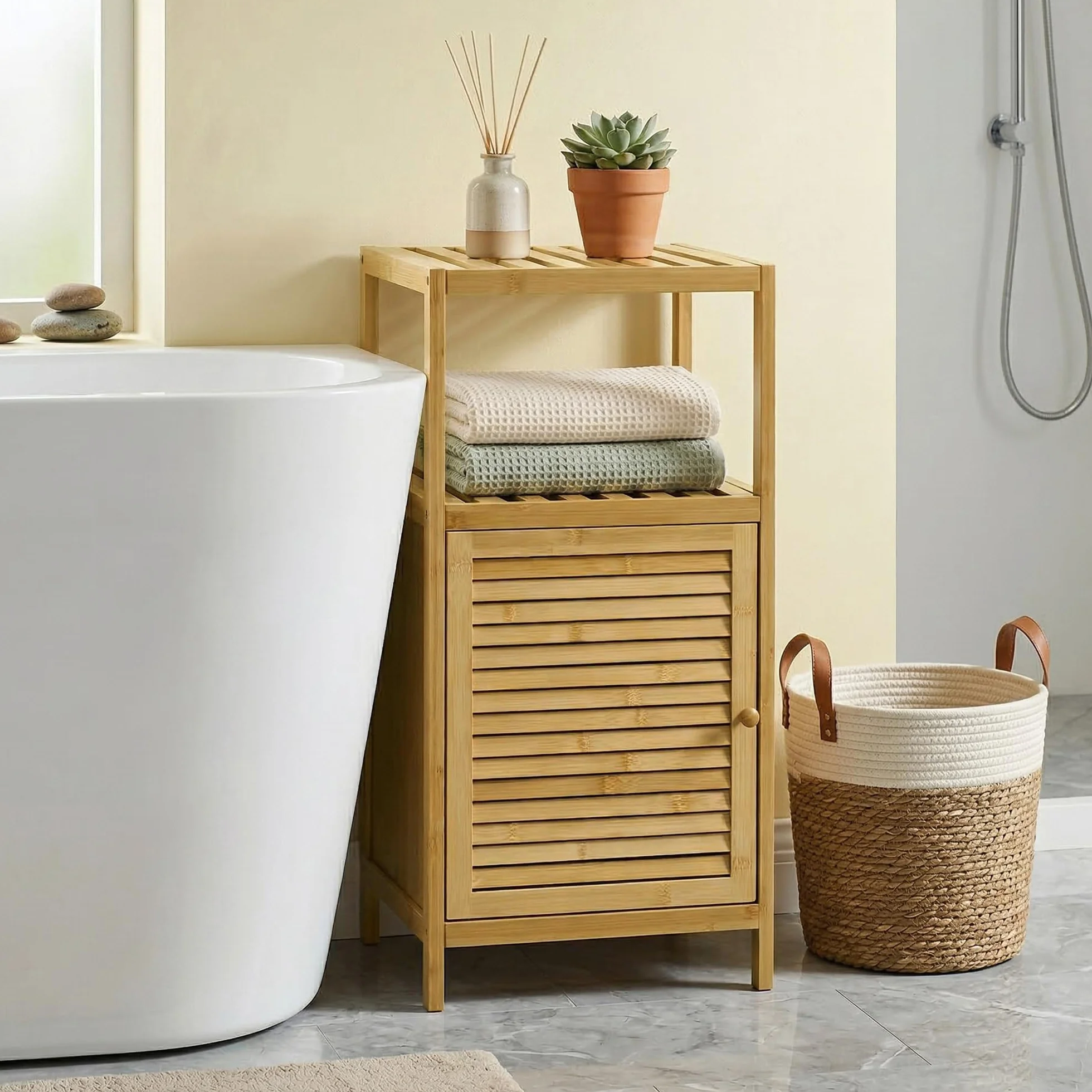 Kleankin Estantería de Baño Bambú 33x36,5x67 cm Natural