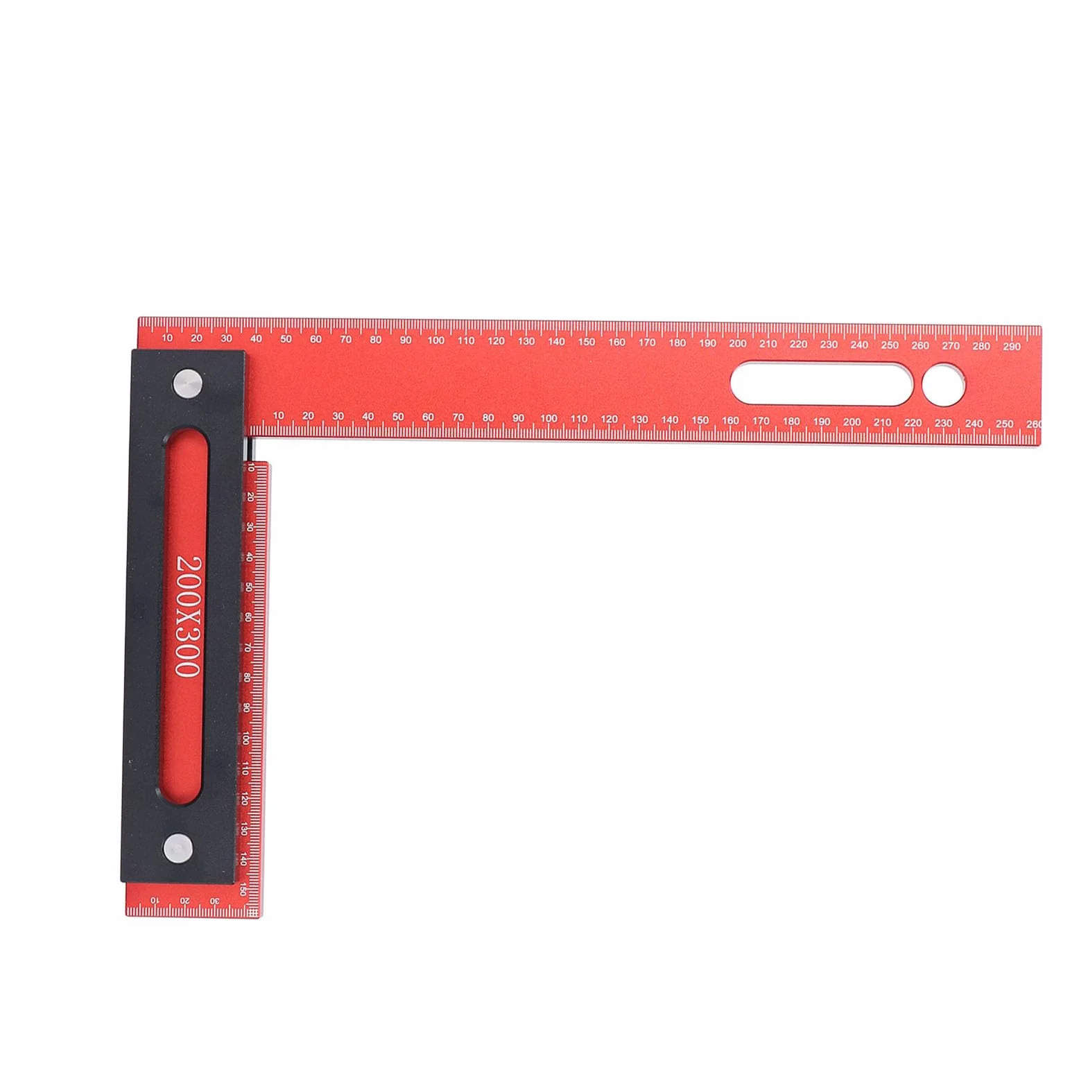 Escuadra de carpintería de 300 x 200 mm, escuadra de aluminio en forma de L para enmarcar, escuadra de carpintero de 90 grados con valla de tope, escuadra ligera anodizada de ángul