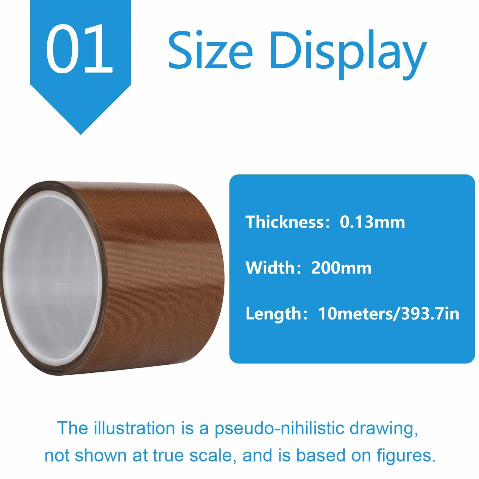 MUZIT Cinta de teflón, cinta PTFE resistente al calor autoadhesiva tela adecuada for reparación componentes, espesor 0,13 mm(Width：200mm)