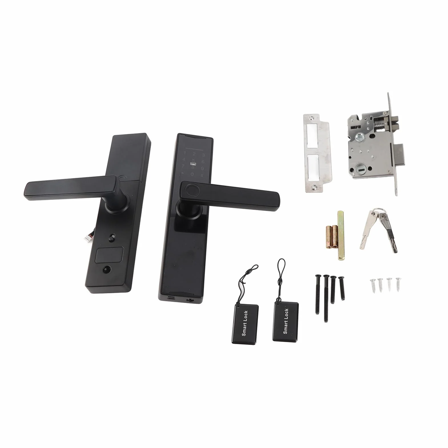 Cerradura Inteligente de Puerta Digital, Cerradura de Puerta con Teclado con Mango, Cerradura de Puerta electrónica de Huella Digital Compatible con la aplicación Tuya