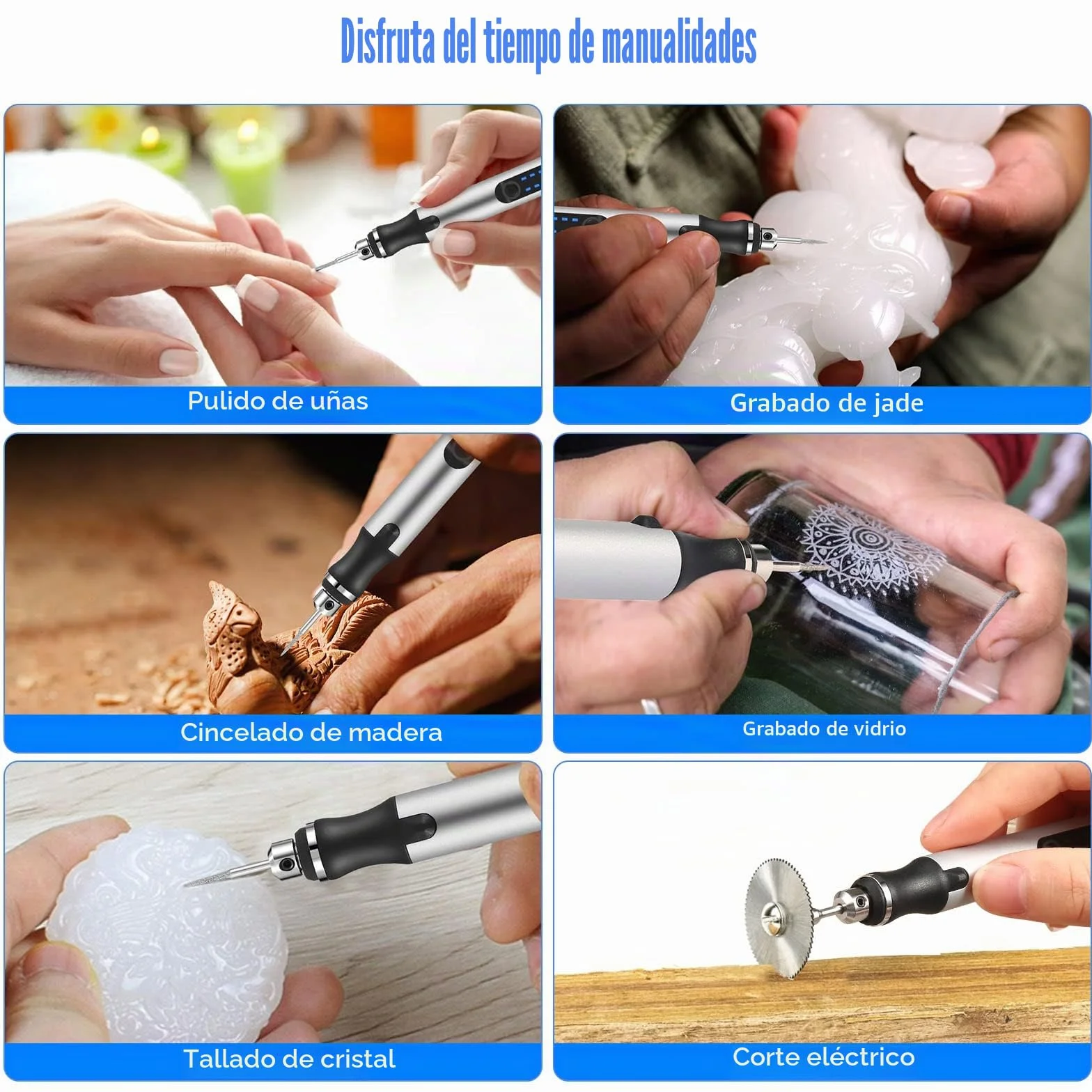 Uolor Kit de herramientas de grabado inalámbrico USB recargables, mini grabador eléctrico, herramienta de grabado portátil, herramienta multifunción para joyas, cristal, madera, plástico, metal