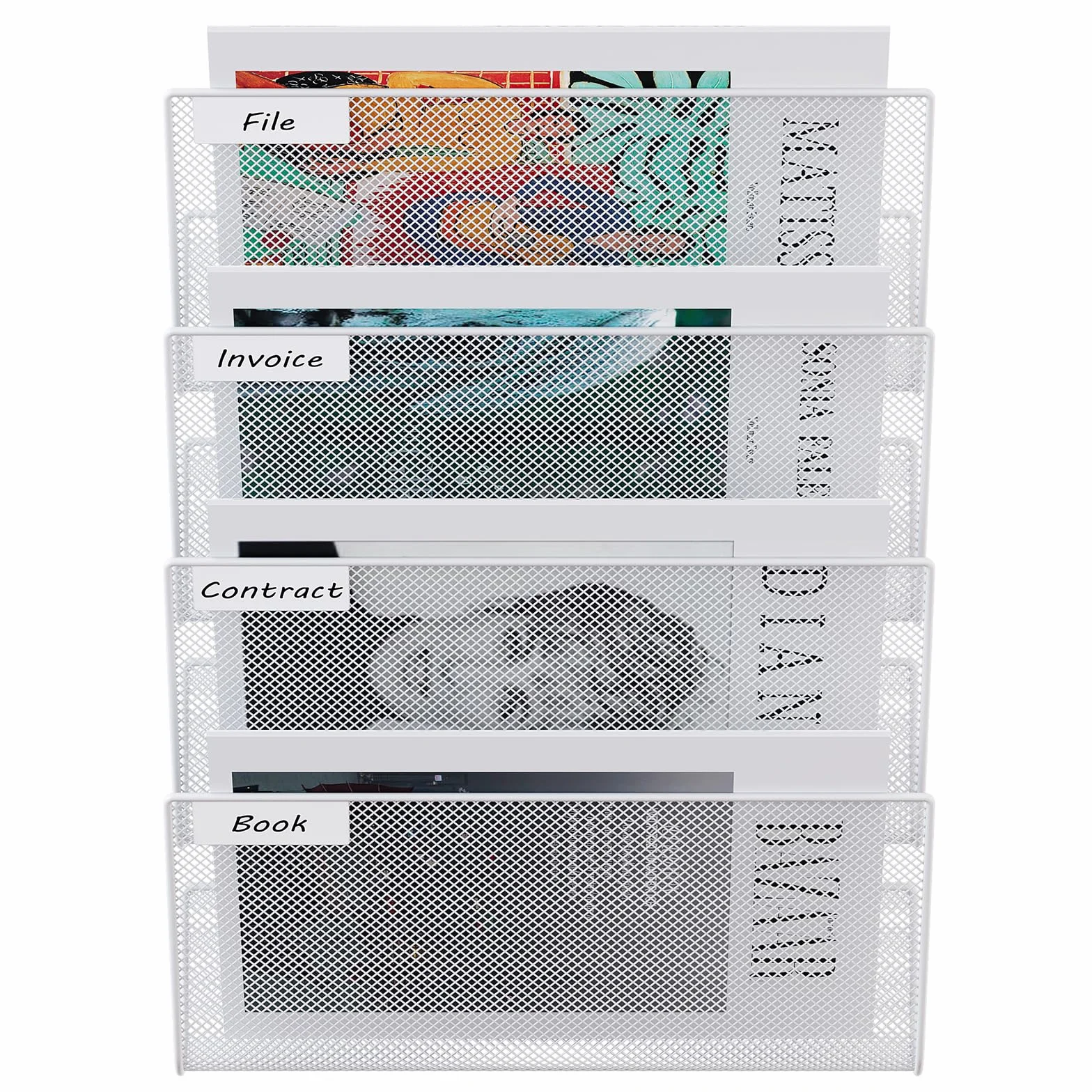 EasyPAG Archivador de Pared 3 Compartimentos Metal Malla A4 Oficina Organizador Documentos Blanco