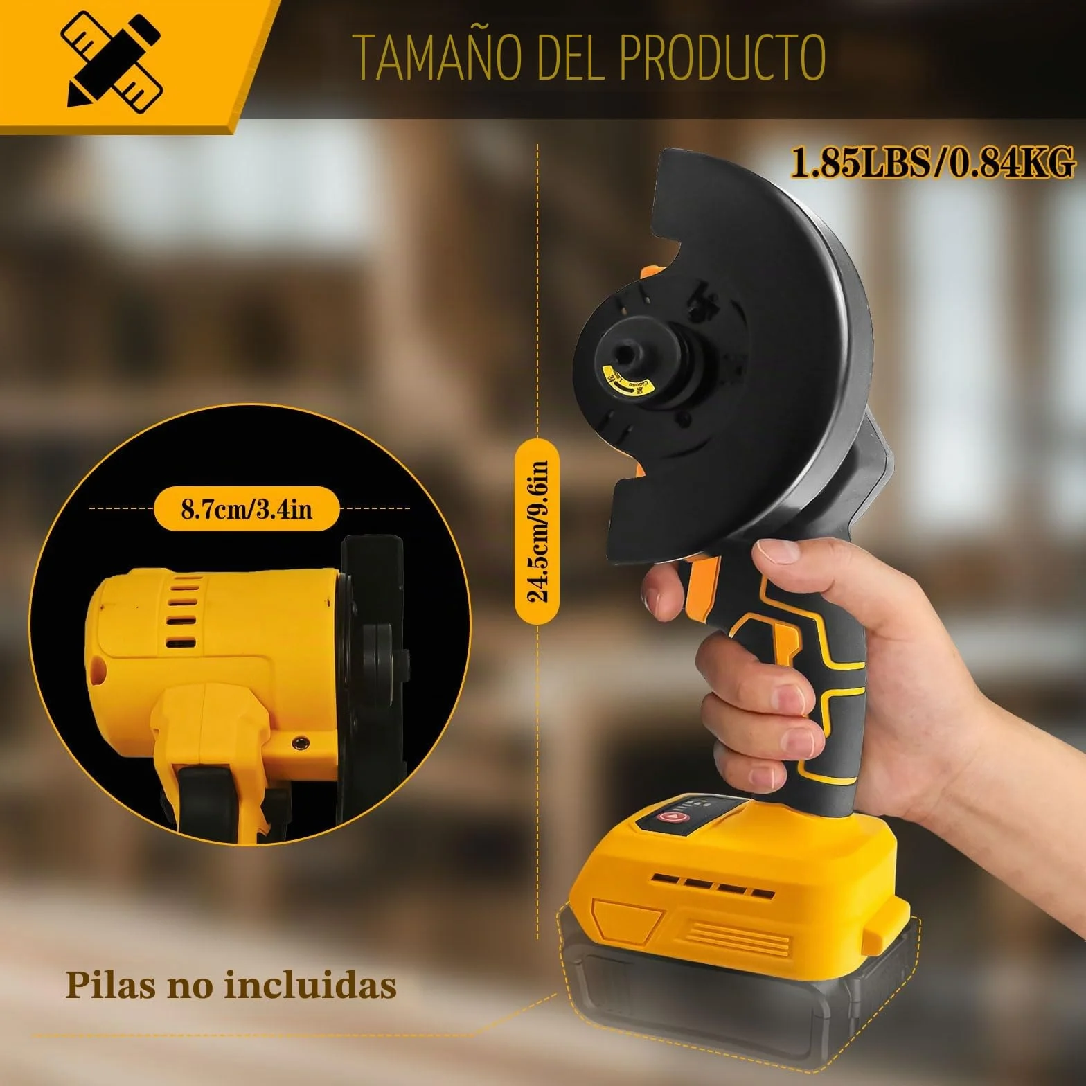 Amoladora angular inalámbrica para Dewalt 20 V, 12 000 rpm, herramienta de corte inalámbrica, amoladora eléctrica, motor sin escobillas con 6 cuchillas de 100 mm para cortar madera, plástico y metal