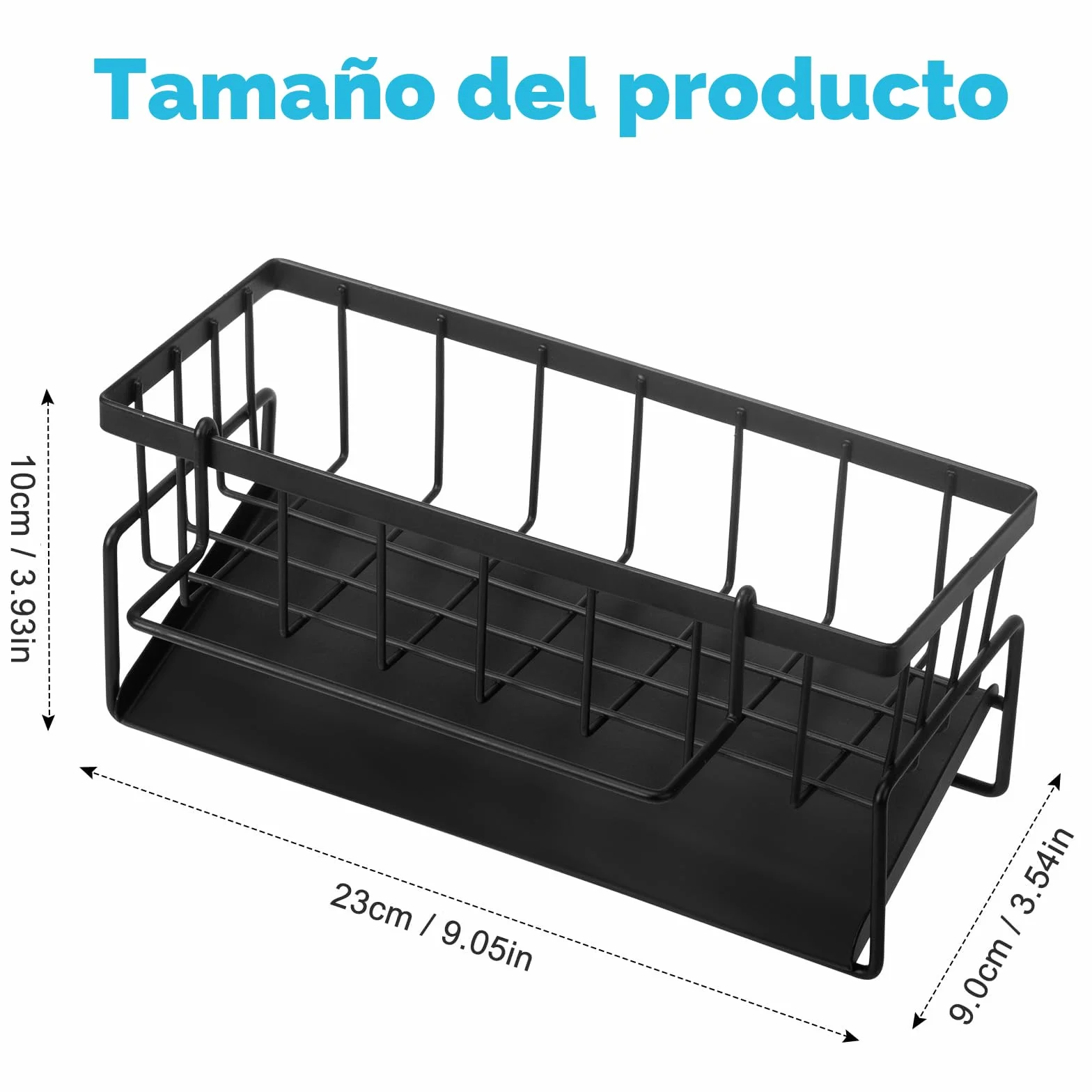 Caja de almacenamiento para fregadero de cocina, organizador para fregadero, estante de almacenamiento multifuncional, color negro, adecuado para almacenamiento de cocina y baño