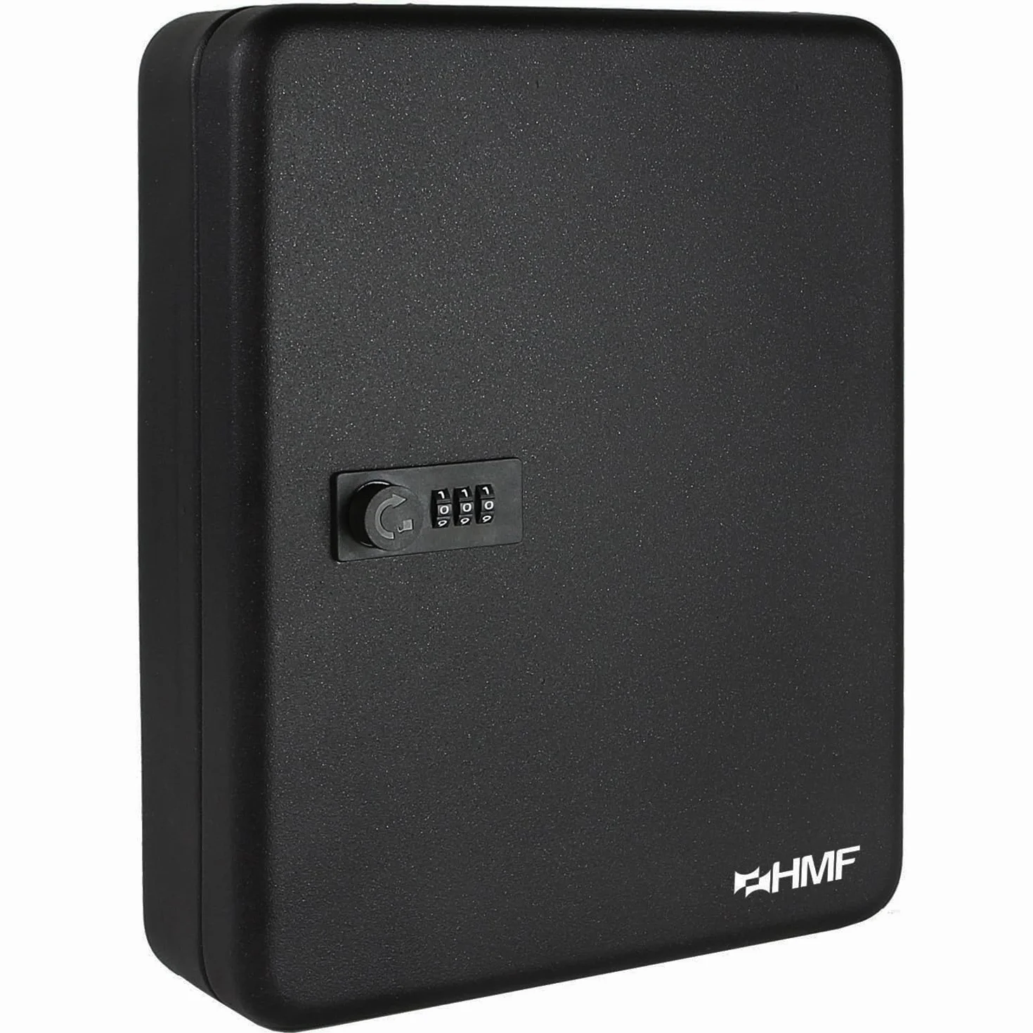 HMF Caja para Llaves Grande de Acero, Armario para Llaves con código numérico para Pasillo, despacho o Garaje | 45 Ganchos | 30 x 24 x 7,5 cm | Negro