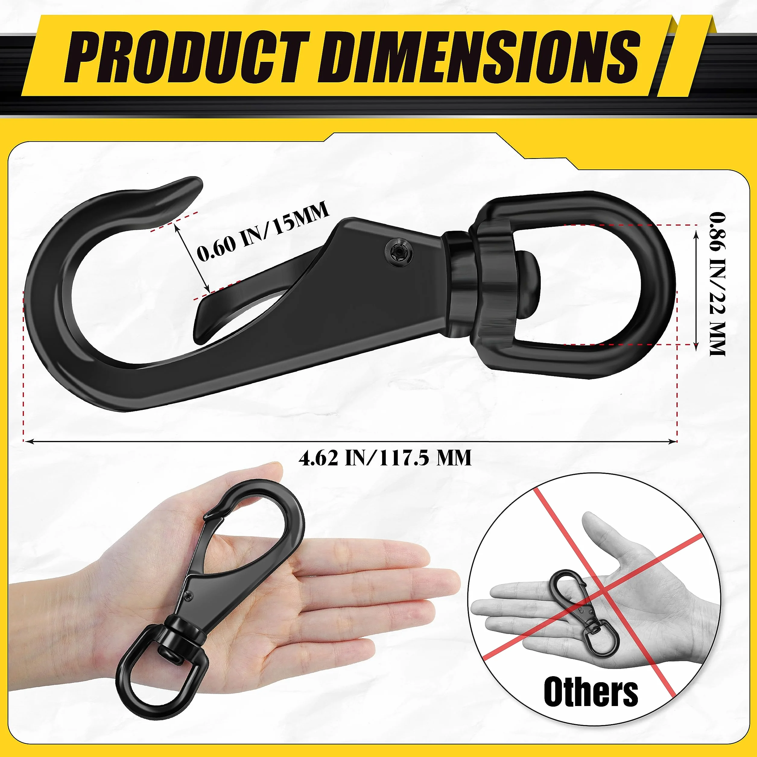 [Extra resistente] 2 broches giratorios de acero inoxidable de 4.6 pulgadas, capacidad de 220 libras, clips giratorios multiusos, ideales para marinos, deportes, equipajes, mascotas, columpios,
