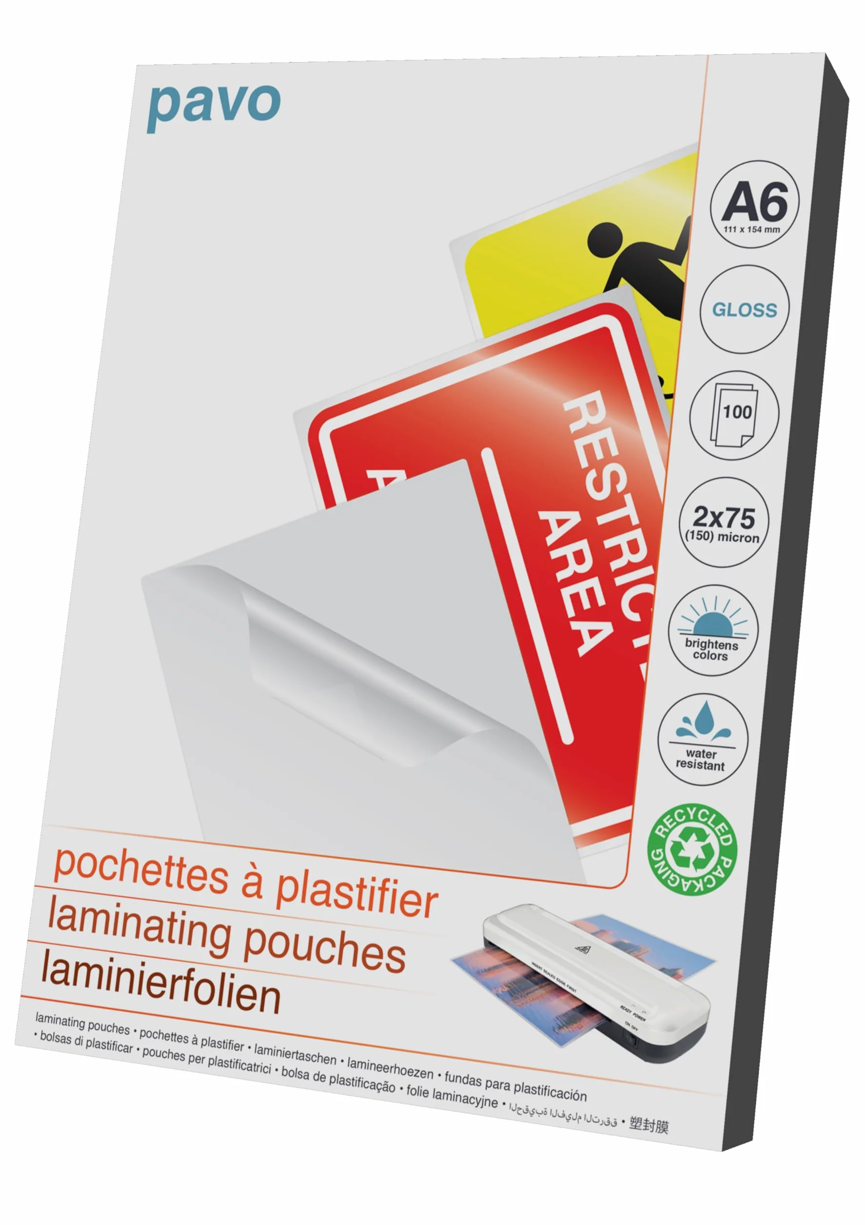 Pavo Fundas para Plastificar A6 2x75 mic Brillo Pack 100