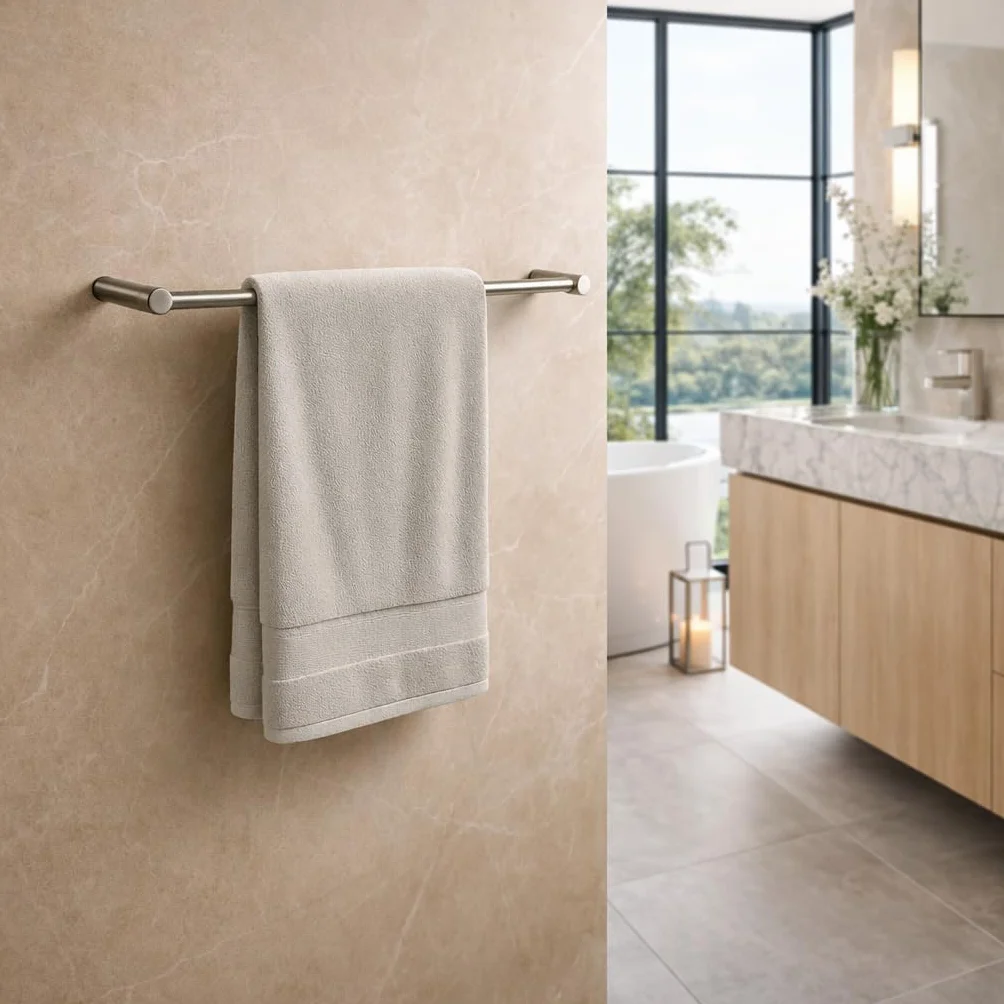 Kon-fort Home Toallero Baño 30cm. con Tornillos Acero Inoxidable AISI 304 Mate, Diseño Exclusivo.