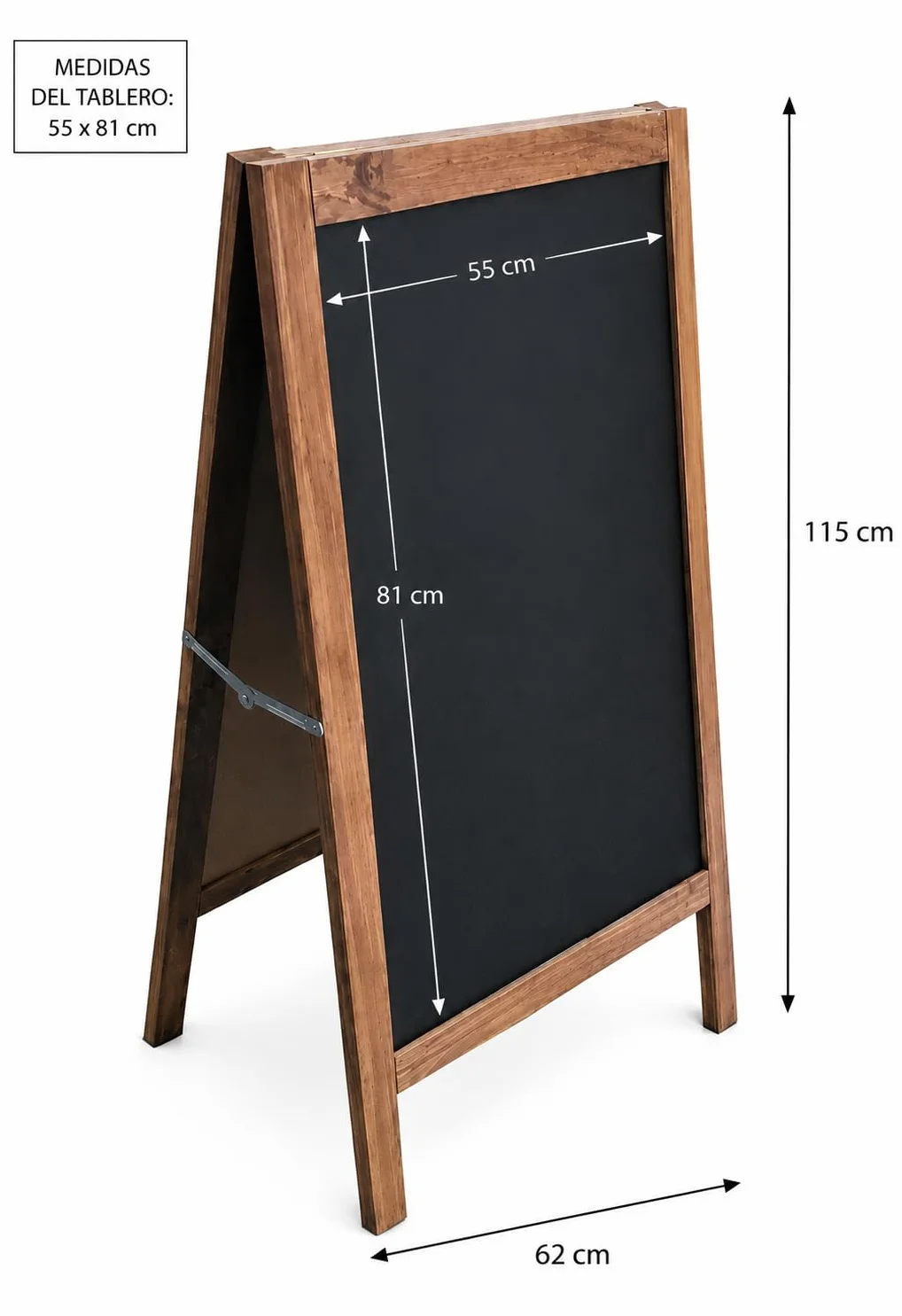 Pizarra Caballete Negra 115x60cm 2 Caras para Rotulador Tiza Líquida y Tiza Convencional