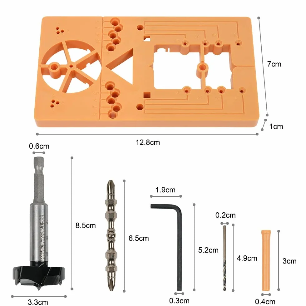Flintronic Broca para Bisagras Ocultas, 35mm Broca De Bisagra, Guía de Perforación de Bisagra Oculta de 35 mm, con Posicionador Forstner, Herramientas de Carpintería Adecuadas para Puertas de Armario