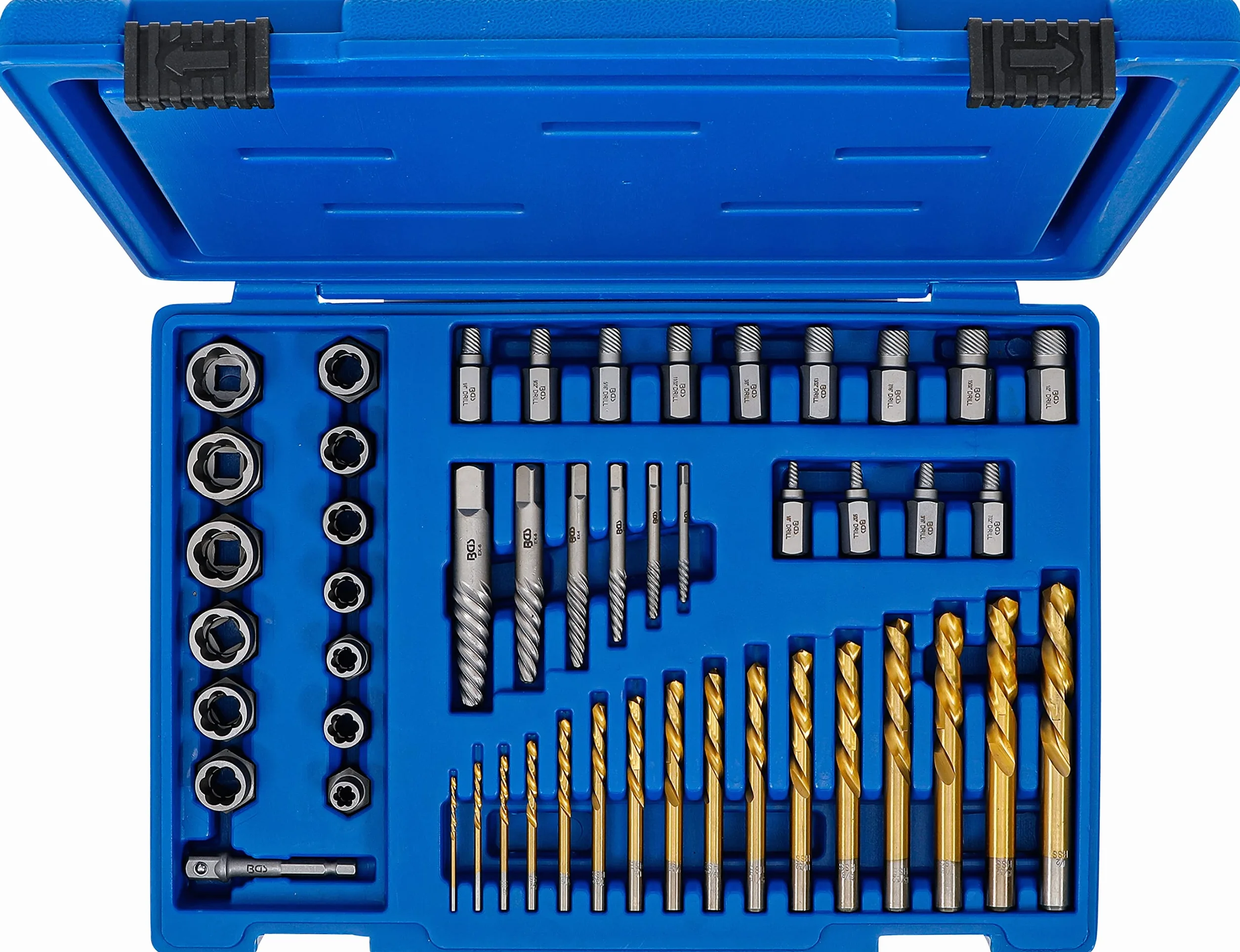 BGS 70329 | Extractor de tornillos y tuercas con juego de brocas de izquierda | 2-18 mm | 49 piezas