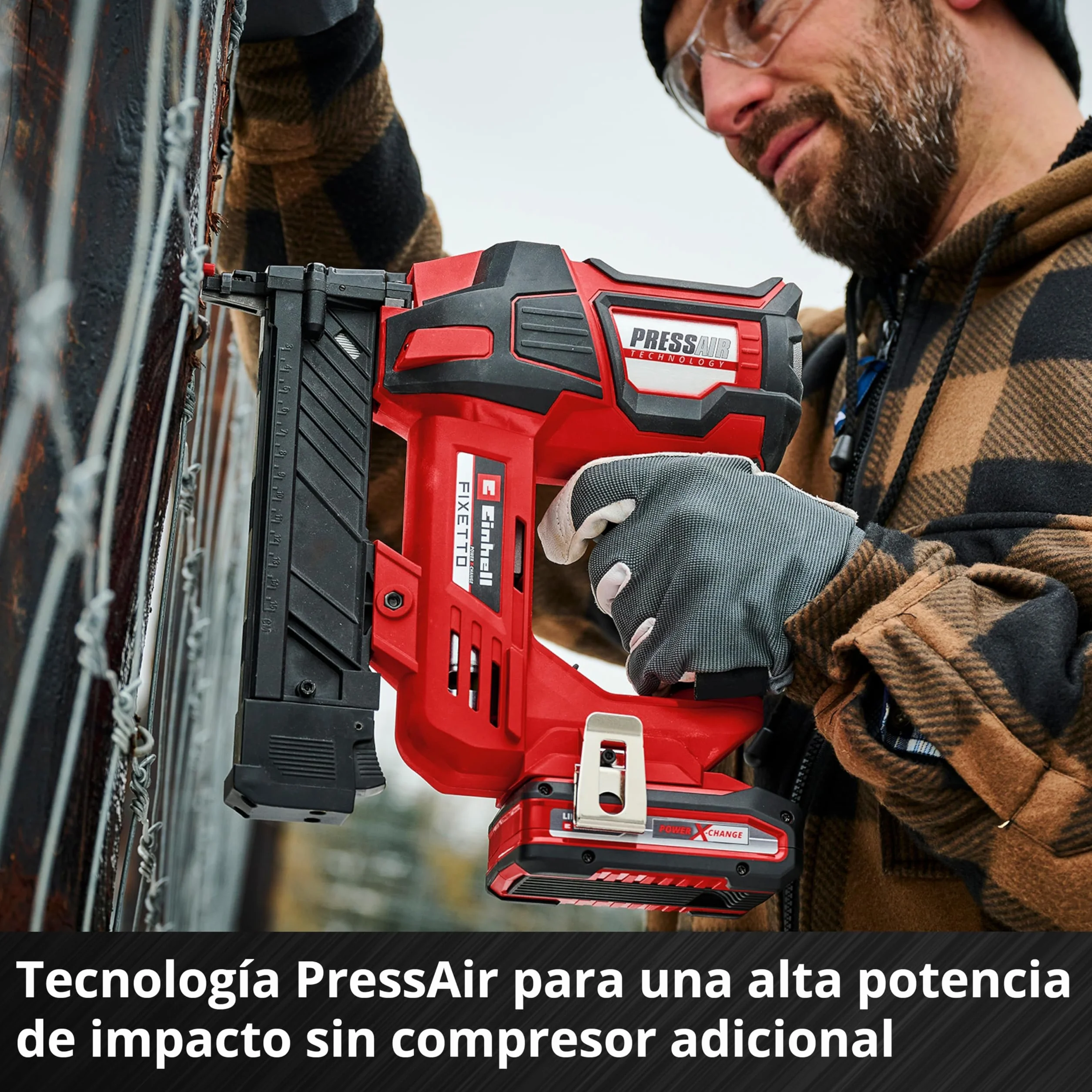 Einhell Professional clavadora con baterías FIXETTO 18/40 S Power X-Change (18 V, 60 tiros/min, máx. 40 mm de longitud de clavo, tiro individual / en serie, incl. 500 clavos, sin batería)