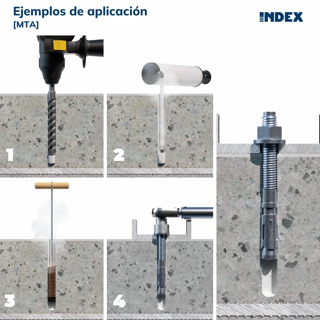 Index Fixing Systems AM16170 [MTA] Anclaje macho para cargas altas. Zincado 170 Ø16, Gris, M16 x 170 mm, diámetro de 16 mm, Set de 25 Piezas