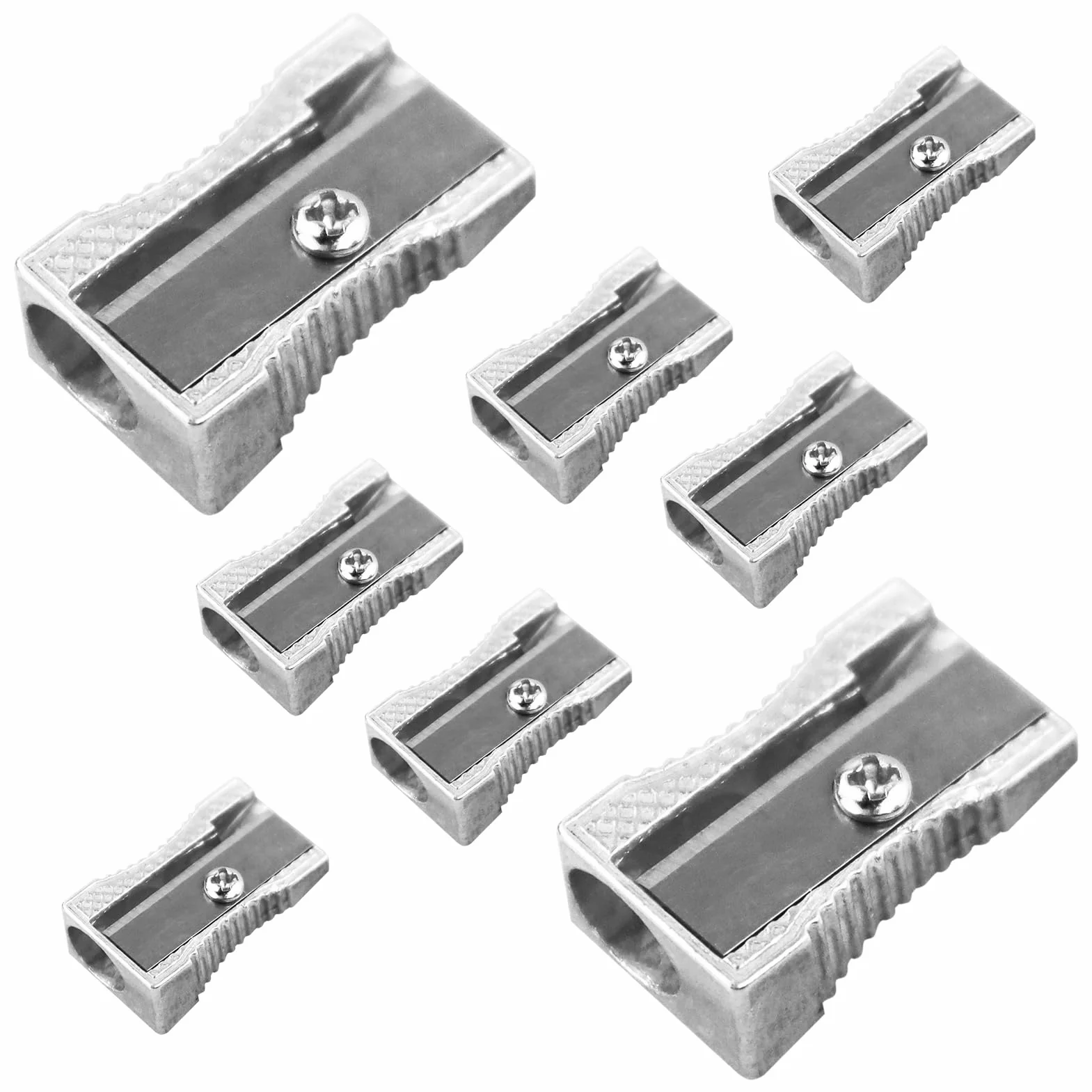 Sacapuntas de lápiz mini de metal aleación de aluminio para la mayoría de lápices (8 piezas)