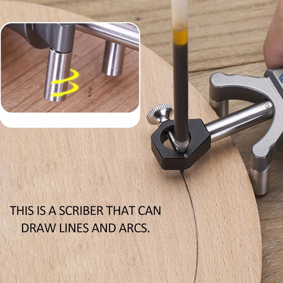 Hancaner - Herramienta de trazado de madera para trabajos de carpintería lineales de arco, doble propósito, herramienta de dibujo de línea paralela multifuncional para trabajos de madera