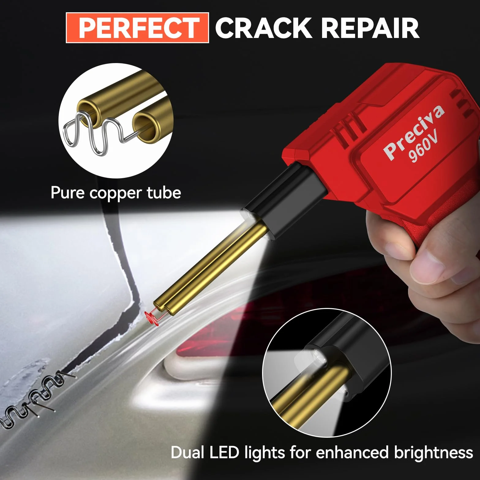 Preciva Kit Profesional de Reparación de Parachoques de Plástico con 750 Piezas de Grapas y Soldador de Plástico Rápido, reparación de máquinas para coche, parachoques/piezas de repuesto