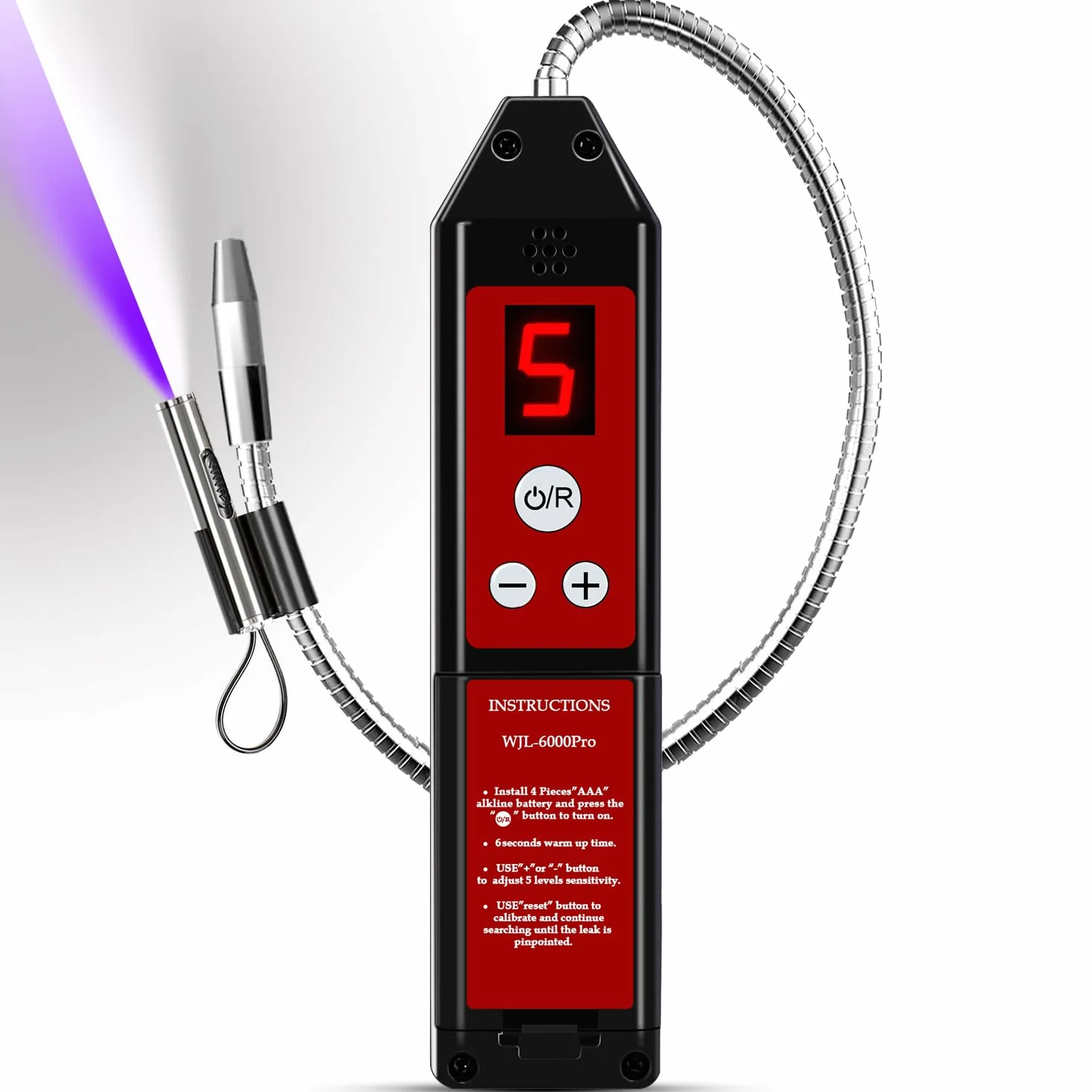 Detector de Fugas de Refrigerante con UV Luz WJL-6000Pro Freón HVAC Aire Acondicionado