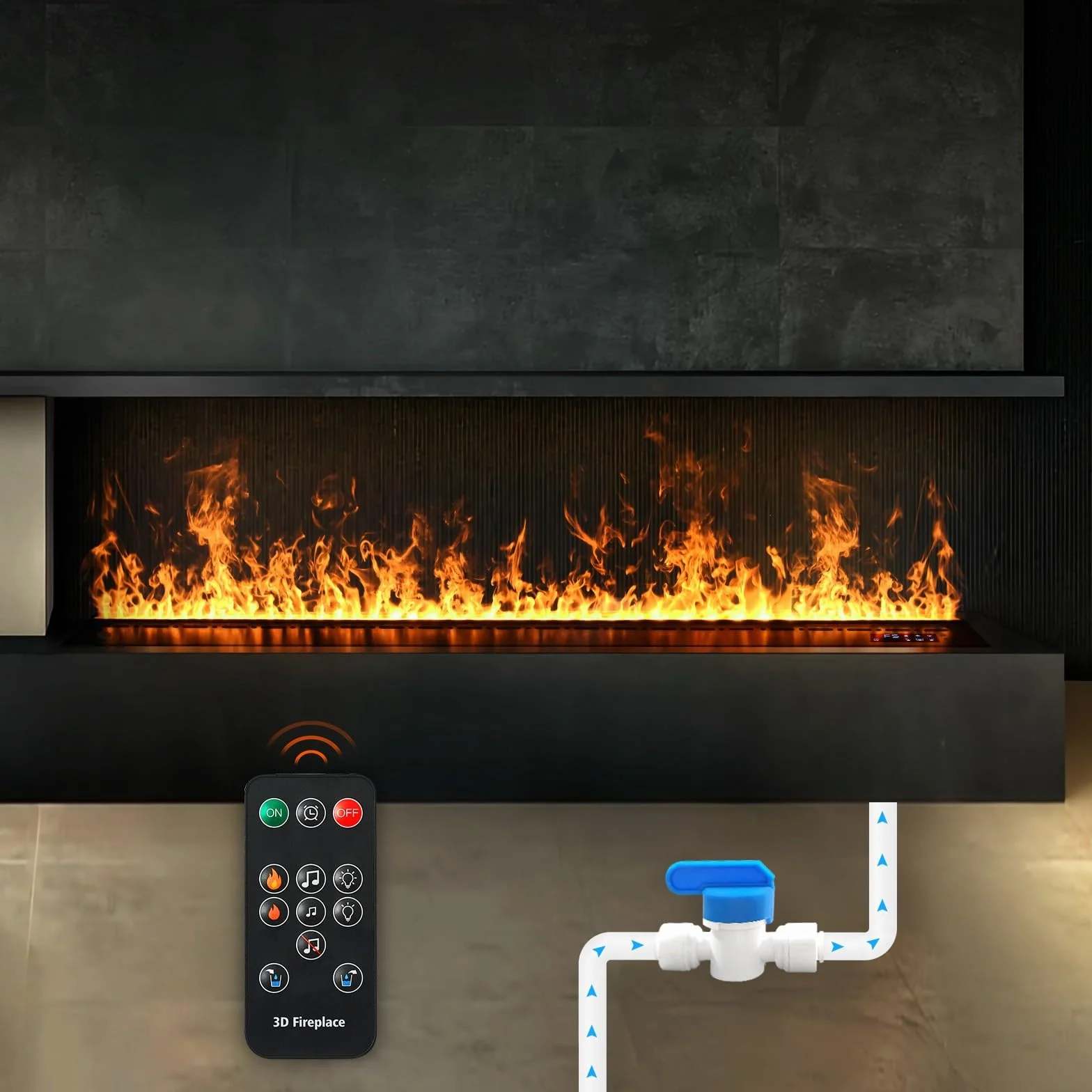 Chimenea de Vapor de Agua, Control Remoto Fuego eléctrico Inteligente, Chimenea eléctrica, 500mm