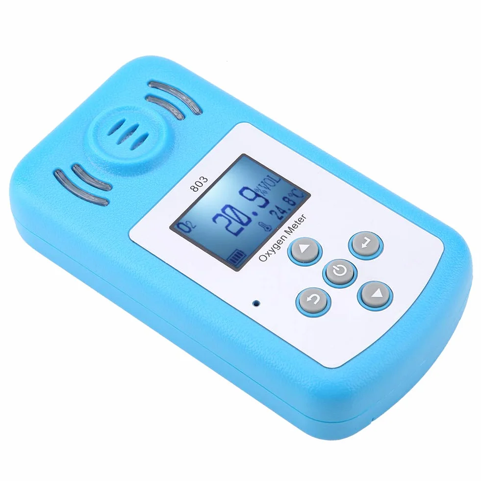 Detector de Oxígeno Portátil 0~25% VOL Medidor de Gas O2 con Alarma Pantalla Digital