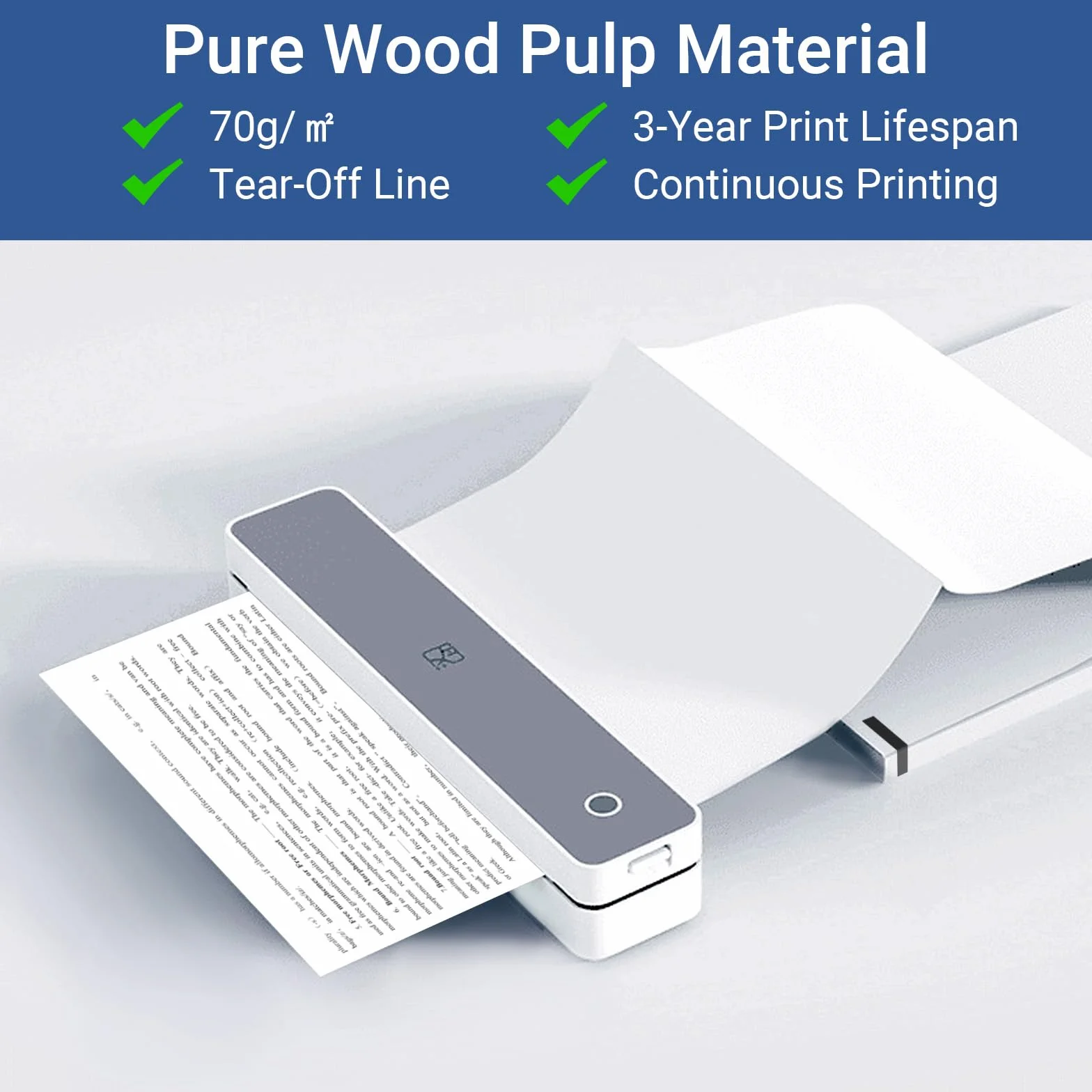 200 Hojas de Papel Térmico A4 - Papel Térmico Impresora, 210×297 mm, 70g/m² Papel de Pulpa de Madera Pura, Sin BPA, Compatible con la Mayoría de Impresoras Térmicas A4