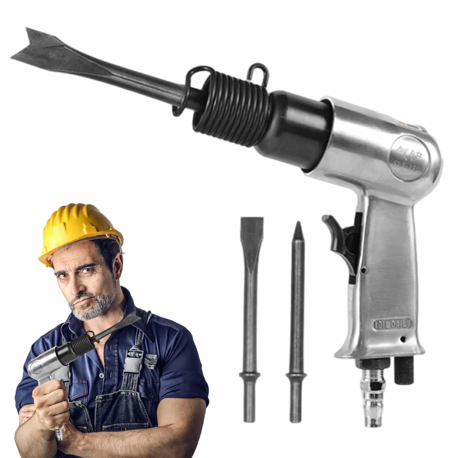 Pala neumática de aire - herramienta de cincel portátil ligera con mango recto | Potente comprimido para proyectos de bricolaje, reparación automática, fabricación, tallado en piedra y ap