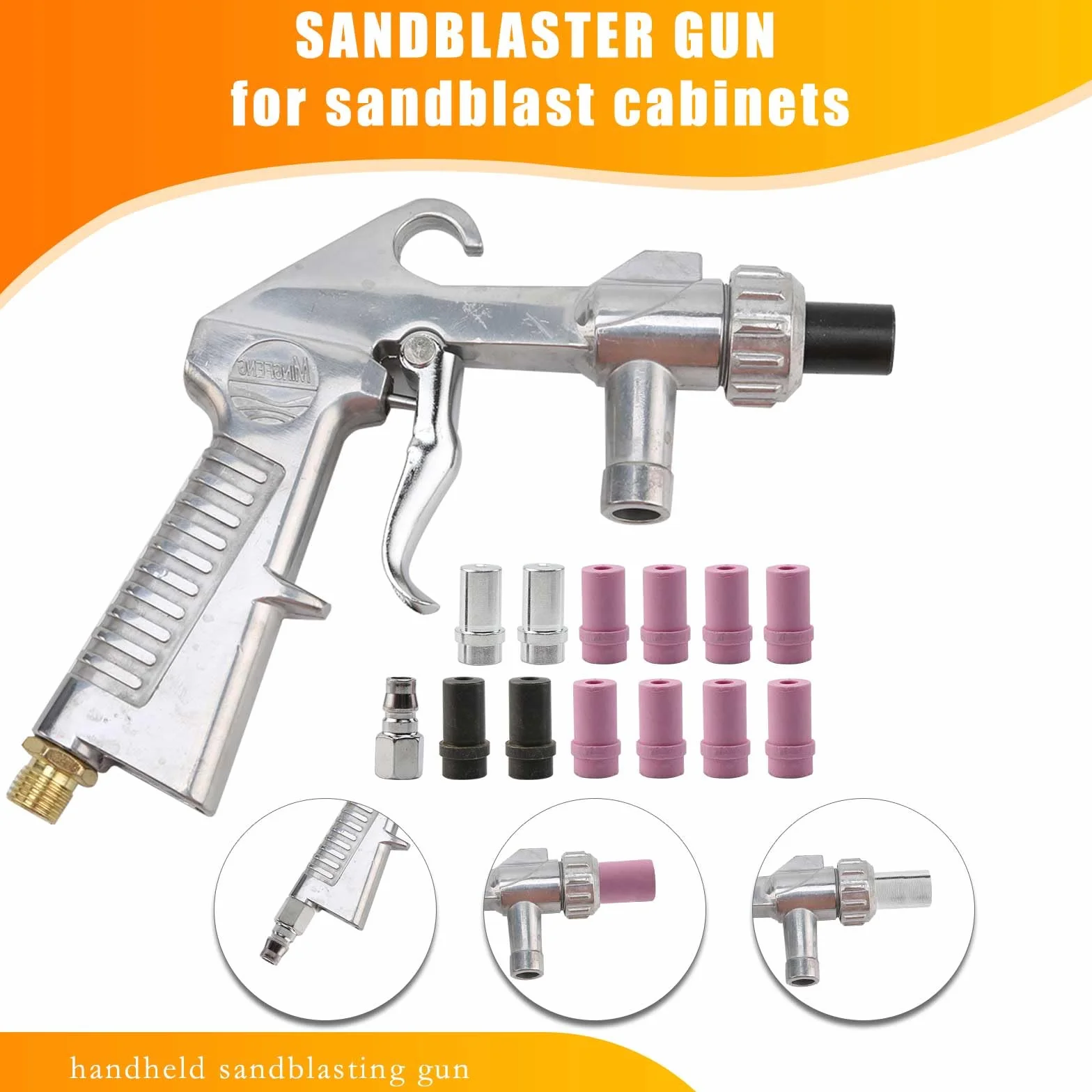 Kit De Pistola De Chorro De Arena Con Aire Comprimido, Kit De Pistola De Chorro De Arena Con Manguera De Goma De 1 M Con Boquillas De Diferentes Calibres Y Un Racor De ConexióN De Aire Para Chorro