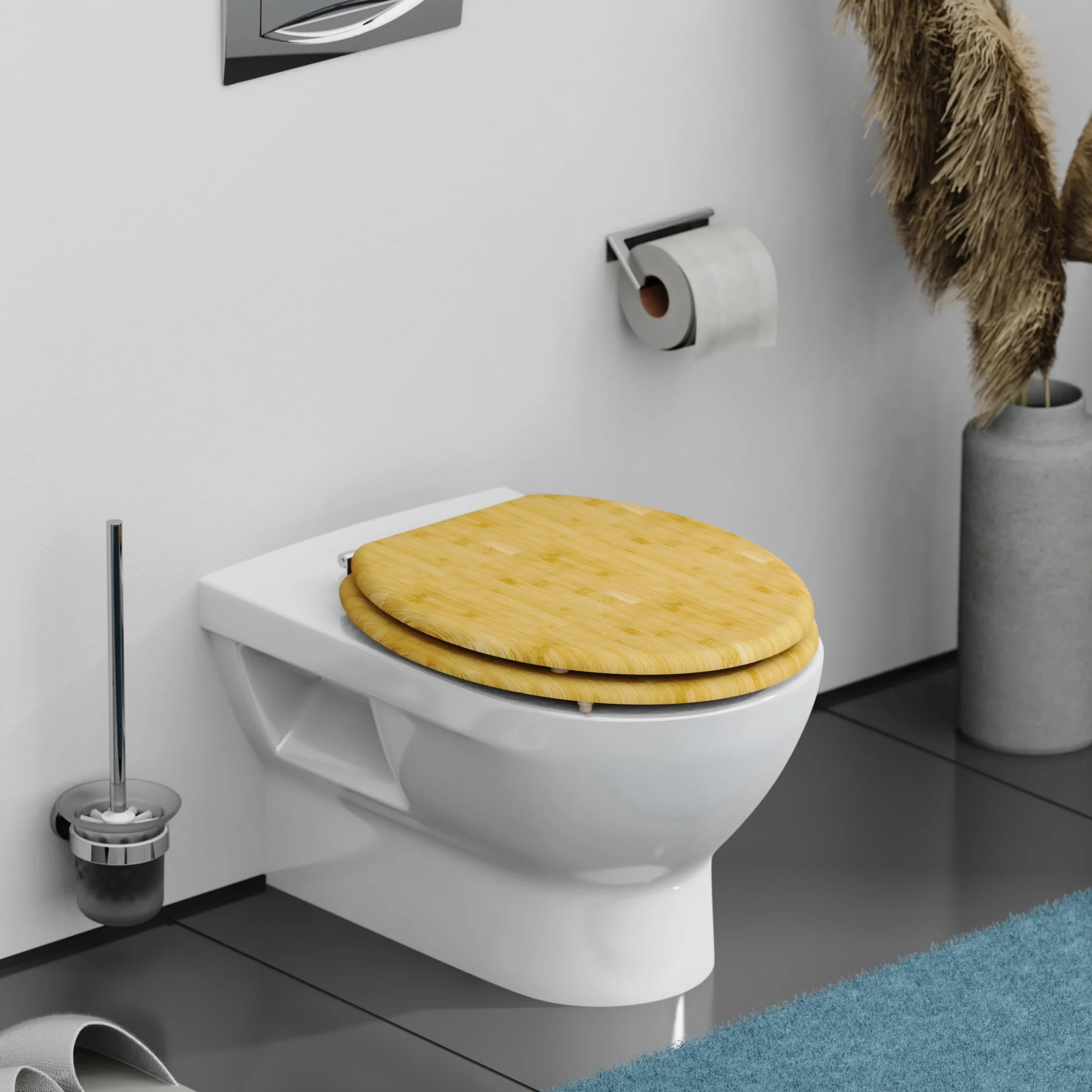Schütte 81001-A Bambú Sólido Tapa Sostenible Madera Fabricado Adecuado para Todos los Estándares Carga Máxima Asiento Inodoro 150kg
