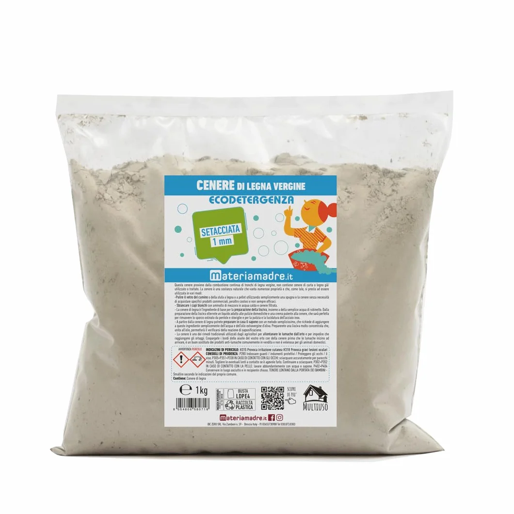 Ceniza de leña virgen tamizada 1 mm Bolsa 1 kg