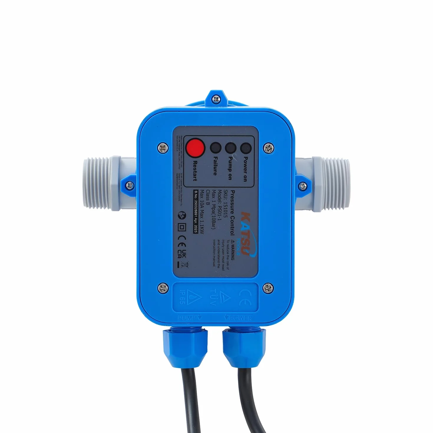 KATSU Automática Interruptor de Control de Presión de Bomba de Agua, Controlador de Presión Electrónico para Bombas Vortex y de Jardín, Bomba de Agua Limpia 151015