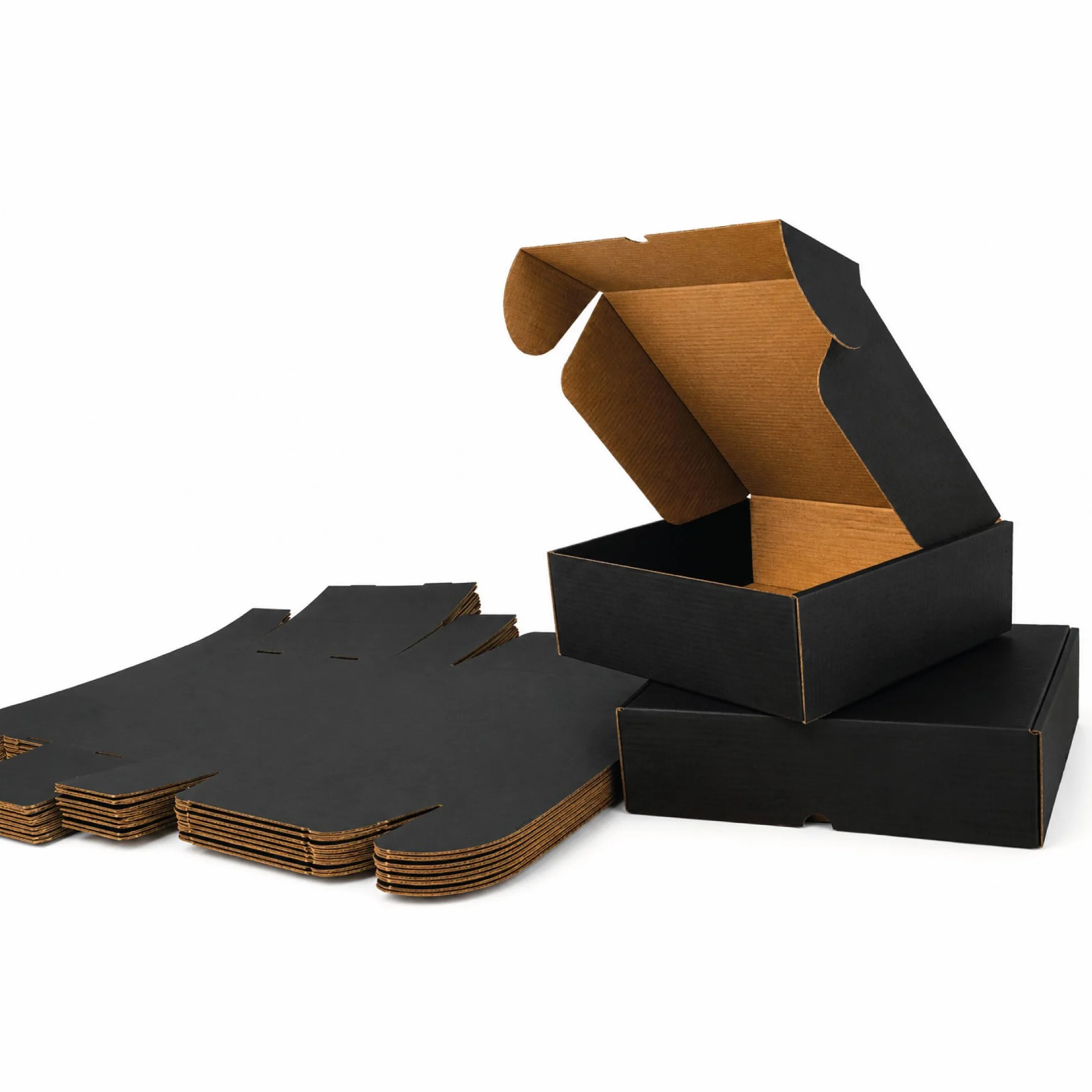 Caja De Cartón Negra Automontable 30x22x8 cm Pack 20